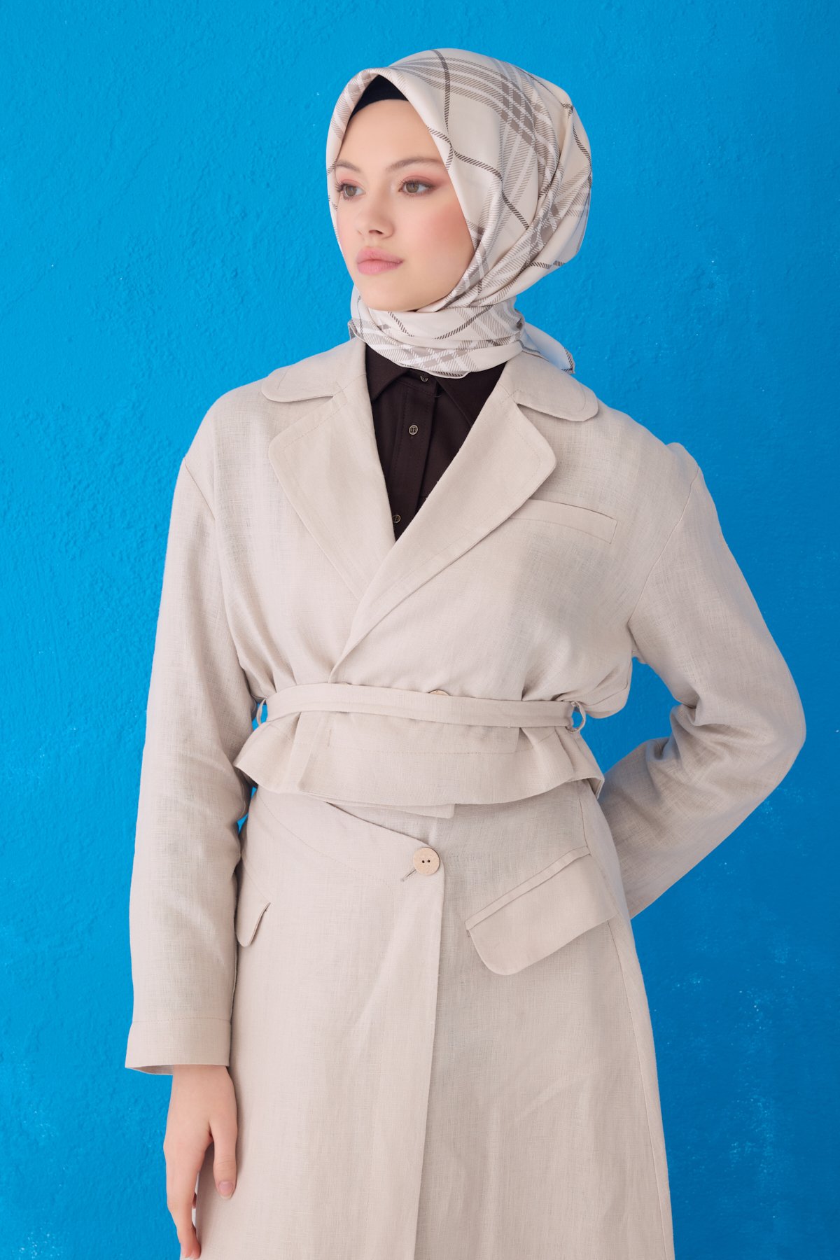 Belli Twill İpek Eşarp 4122D - Krem-82