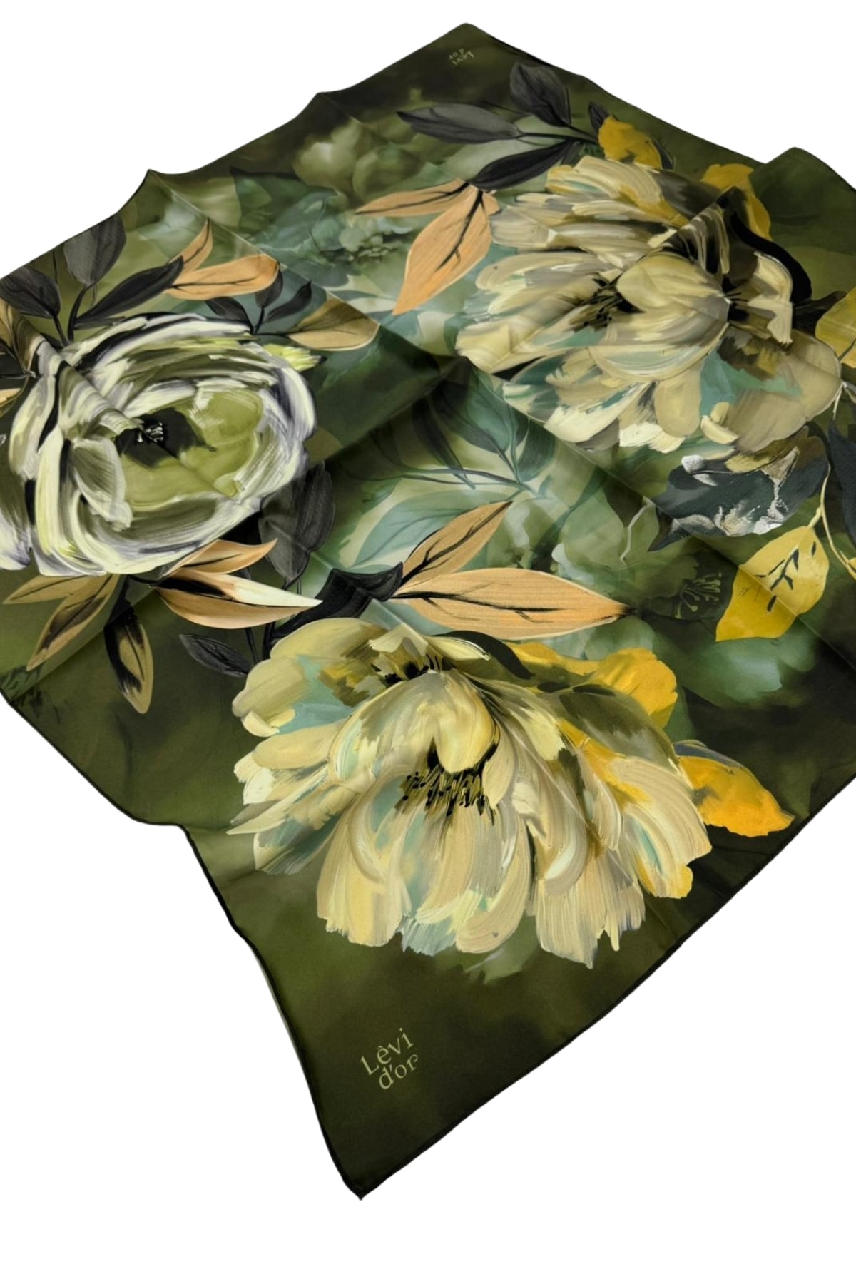 Levidor Twill İpek Eşarp LD1103 - 06-Yeşil-Hardal-Bej