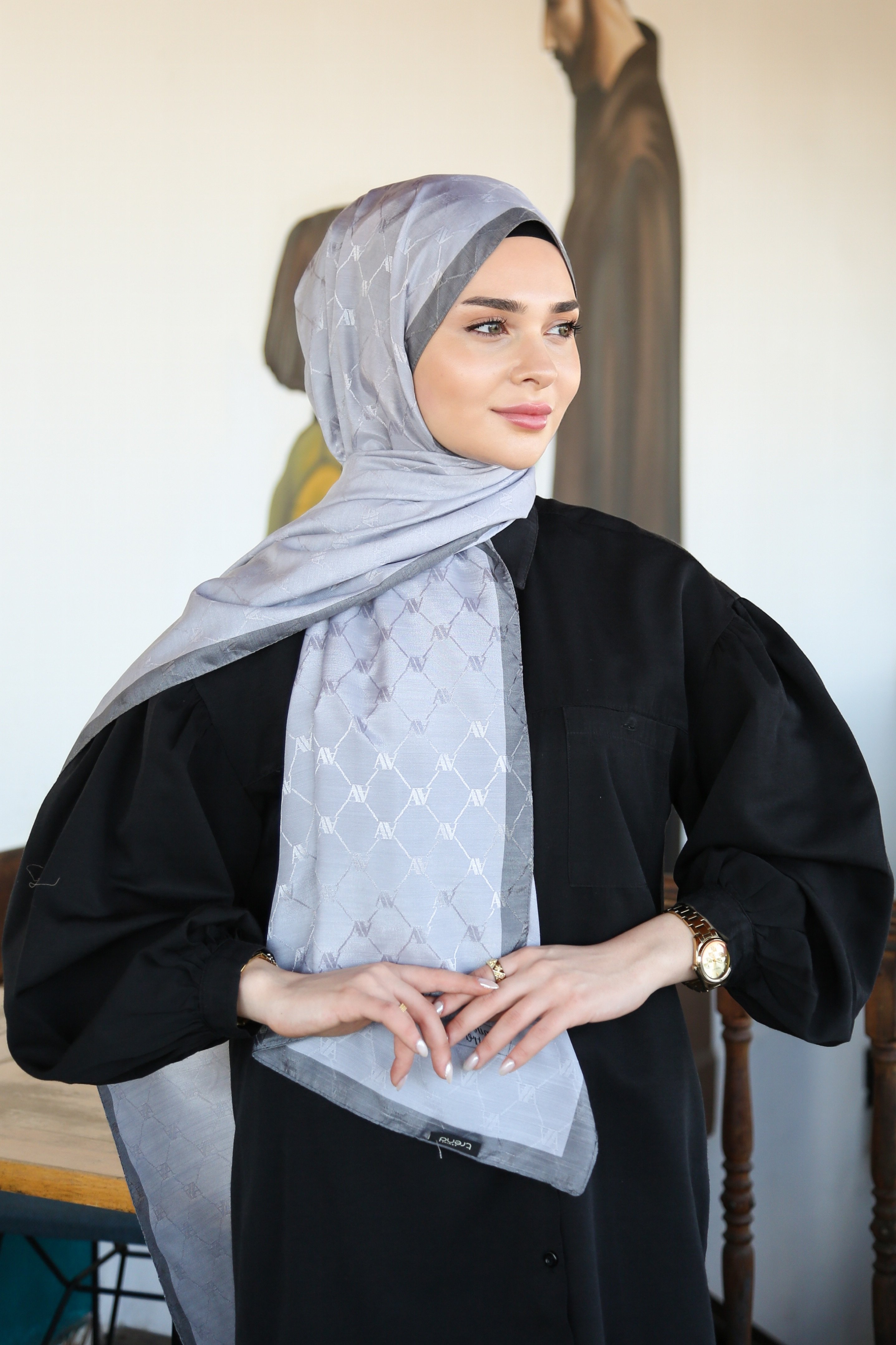 Armine Trend Monogram Şal 2 - Taş-140