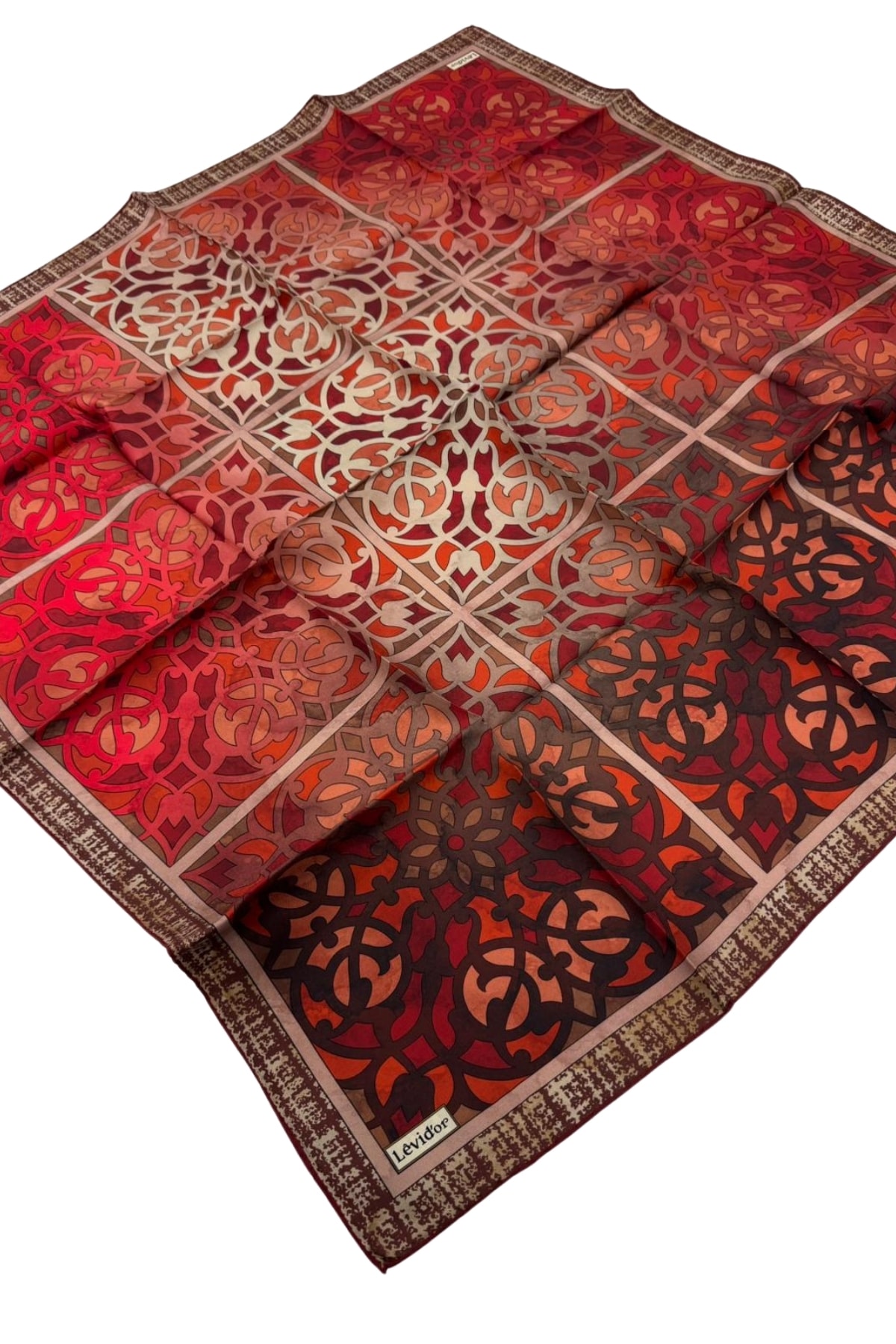 Levidor Twill İpek Eşarp LD1120 - 03-Bordo-Koyu Mercan