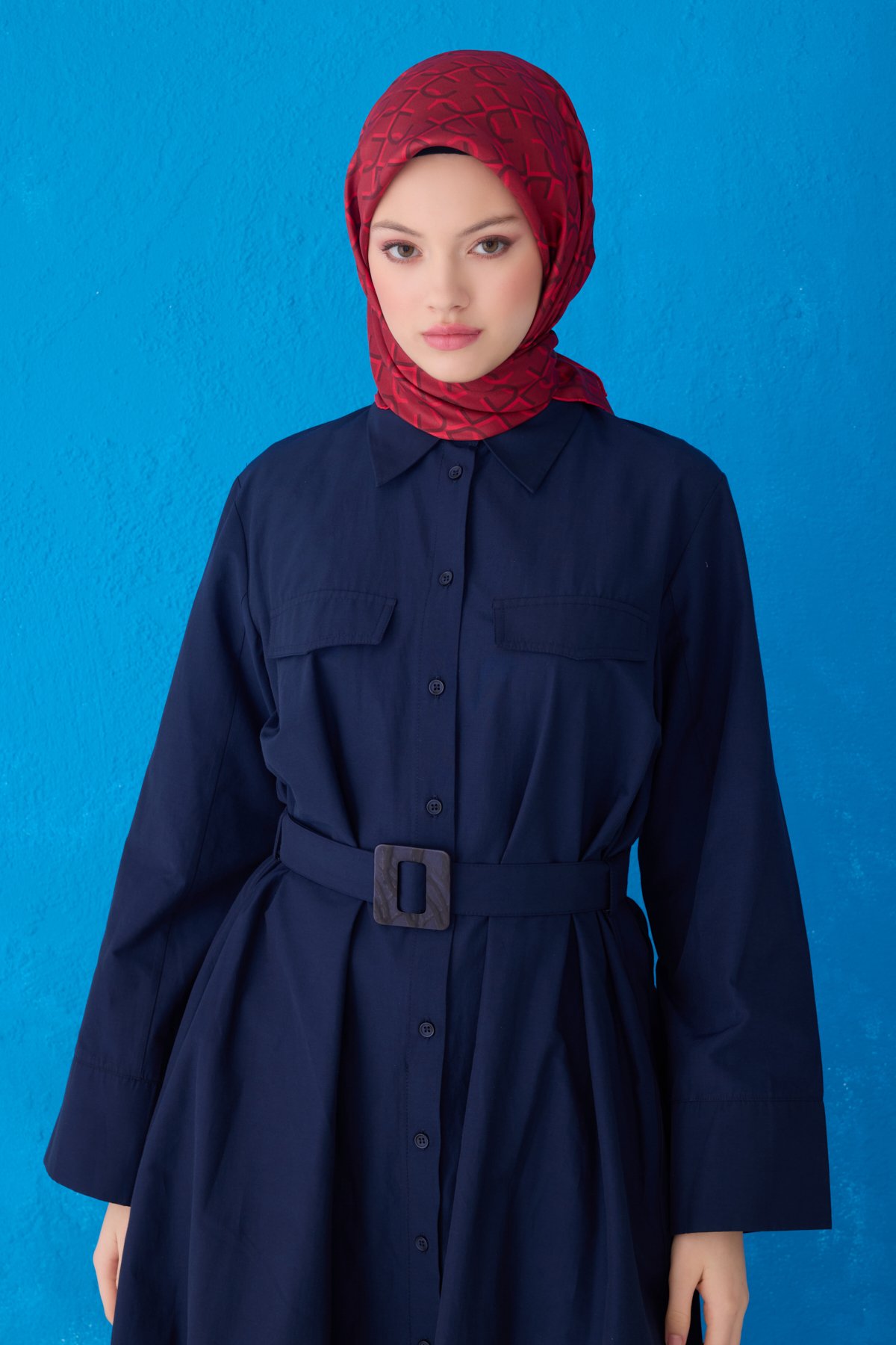 Belli Twill İpek Eşarp 4102D - Bordo-Kırmızı-03