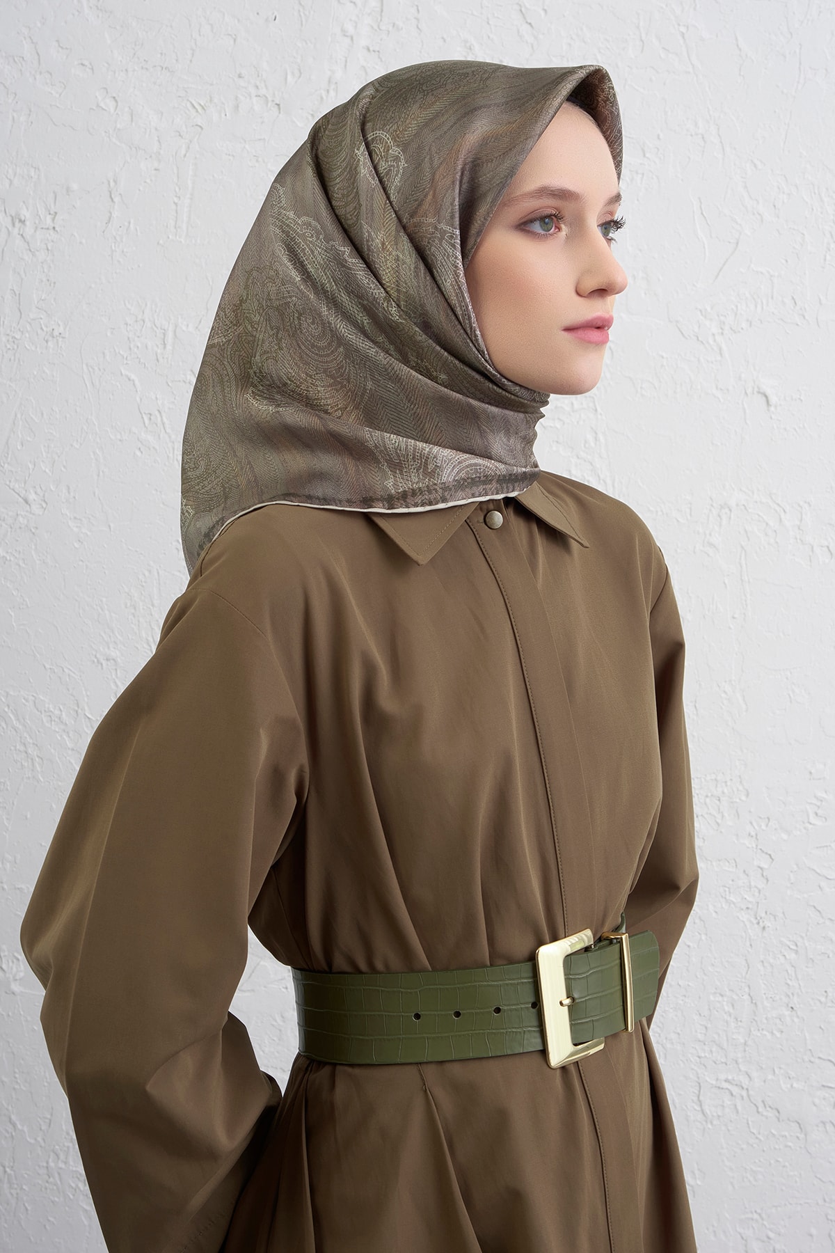Armine Sura İpek Eşarp 9428DS - 32-Keten Yeşili