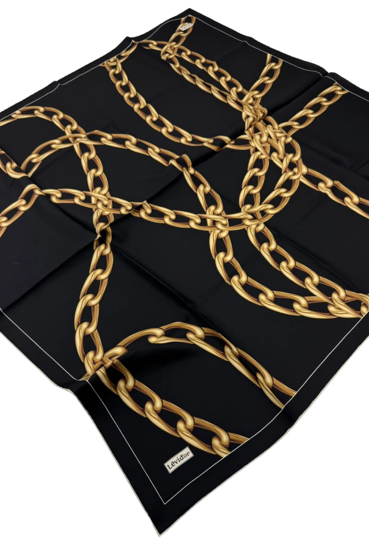 Levidor Twill İpek Eşarp LD1130 - 07-Siyah-Gold