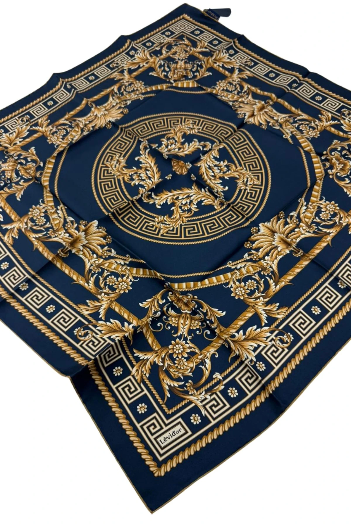 Levidor Twill İpek Eşarp LD1139 - 06-İndigo-Gold