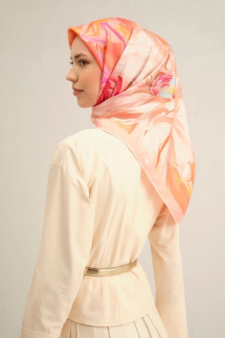 Armine Nostalji Serisi Twill İpek Eşarp 9337D - Çok Renkli 10