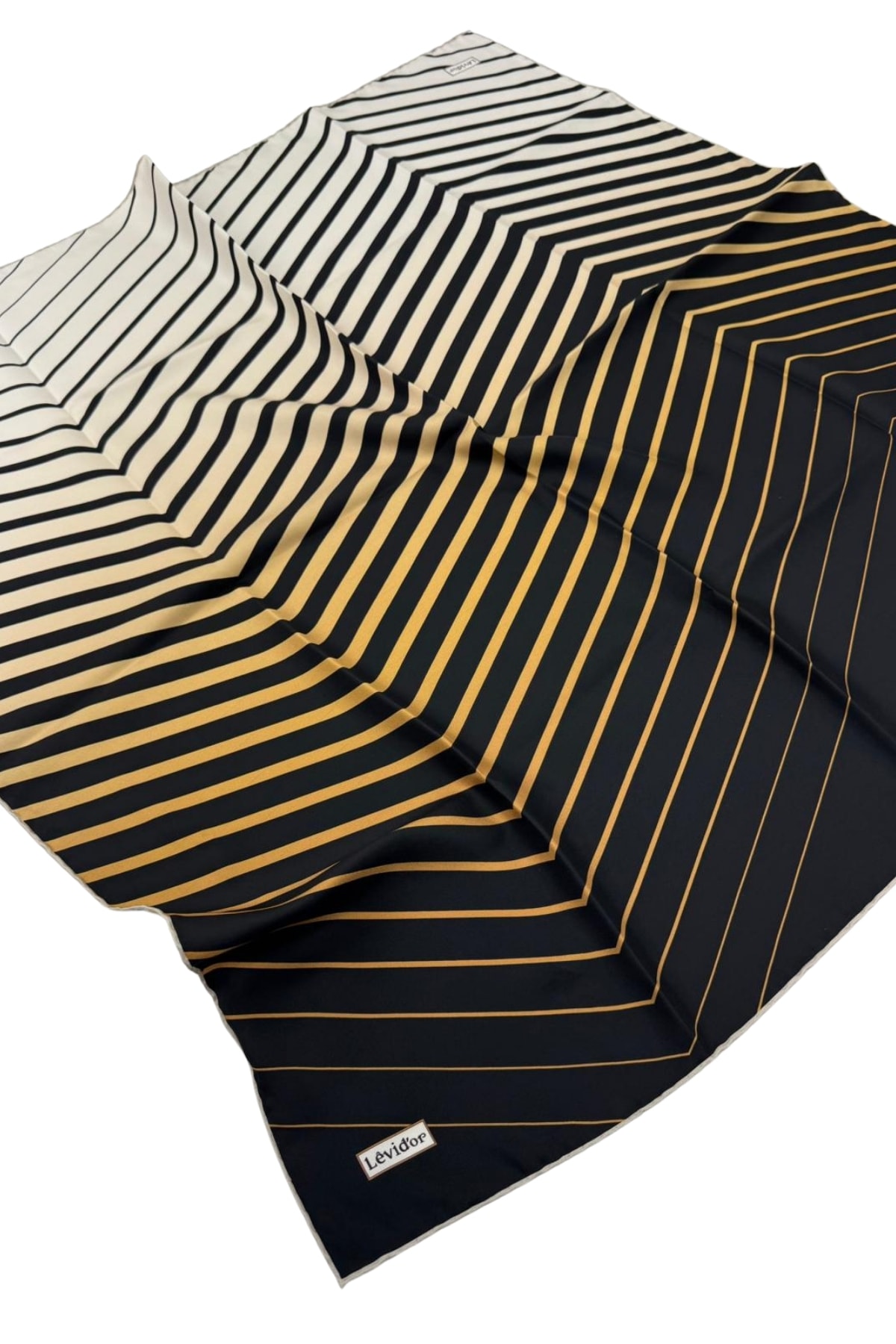 Levidor Twill İpek Eşarp LD1114 - 02-Ekru-Siyah-Camel