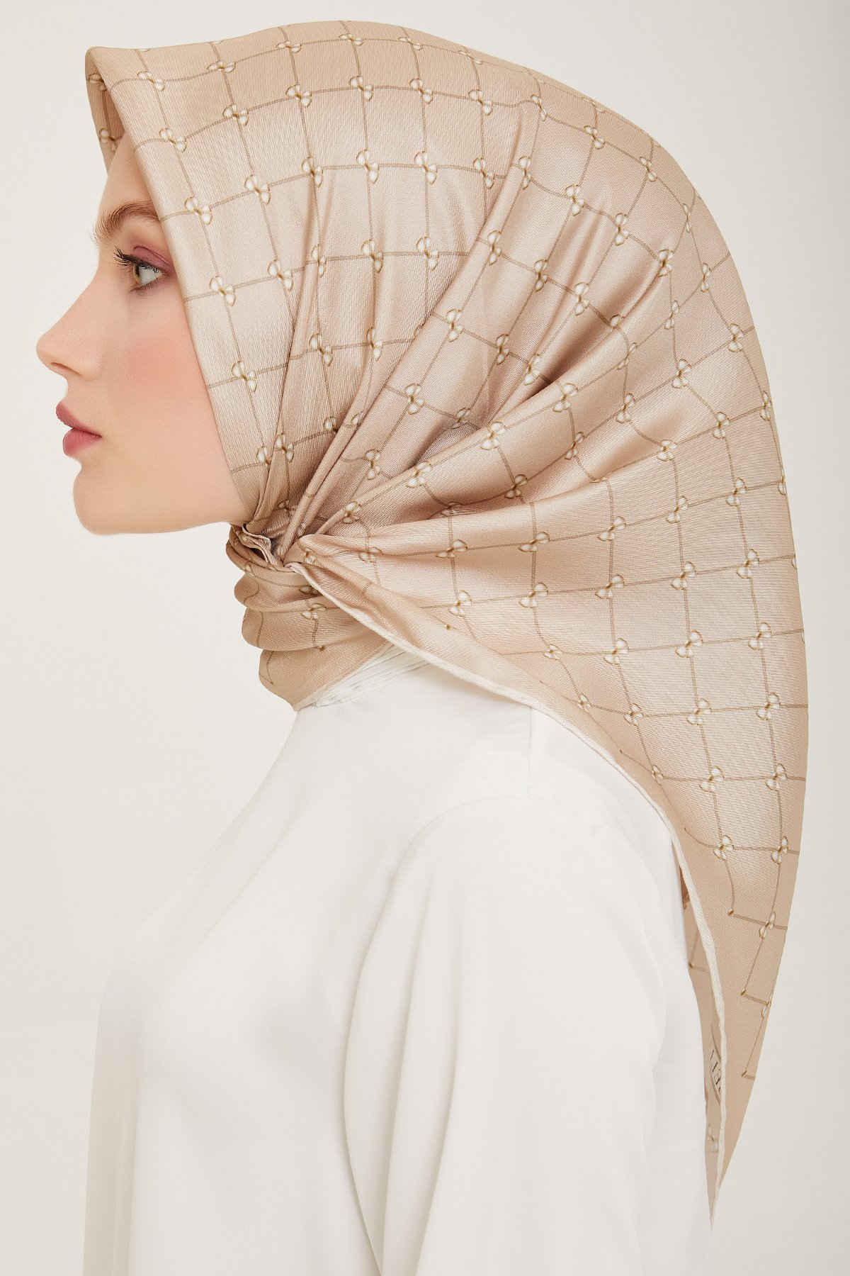 Belli Twill İpek Eşarp 4006D- - Bej-33