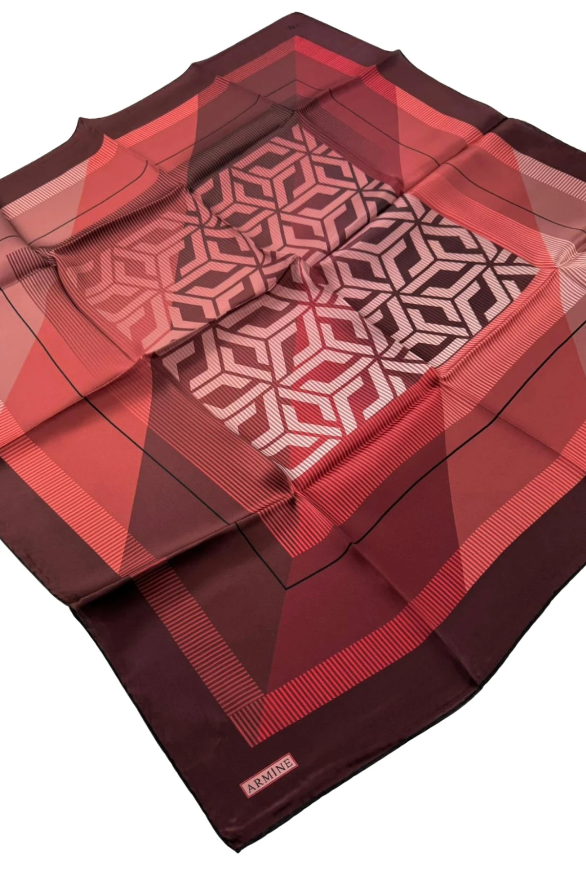 Armine Nostalji Serisi İpek Sura Eşarp 7724DS - 42-Kırmızı-Bordo