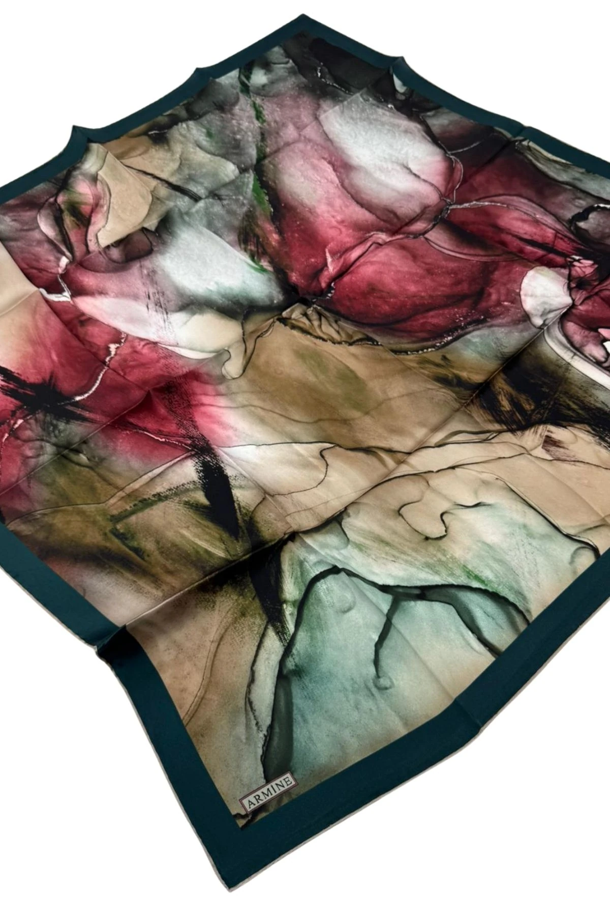 Nostalji Serisi Sura İpek Eşarp 8400DS - 39-Yeşil-Pudra