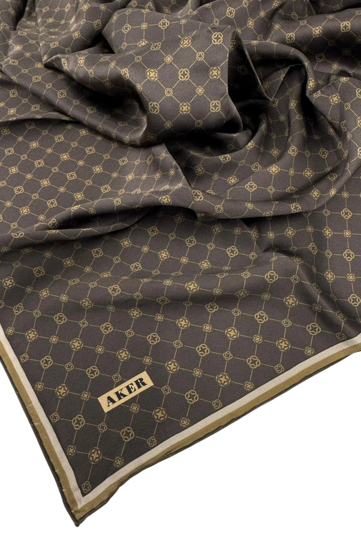 Aker Best Of Serisi Twill İpek Eşarp 8981713-911 - 933-Acı Kahve Gold