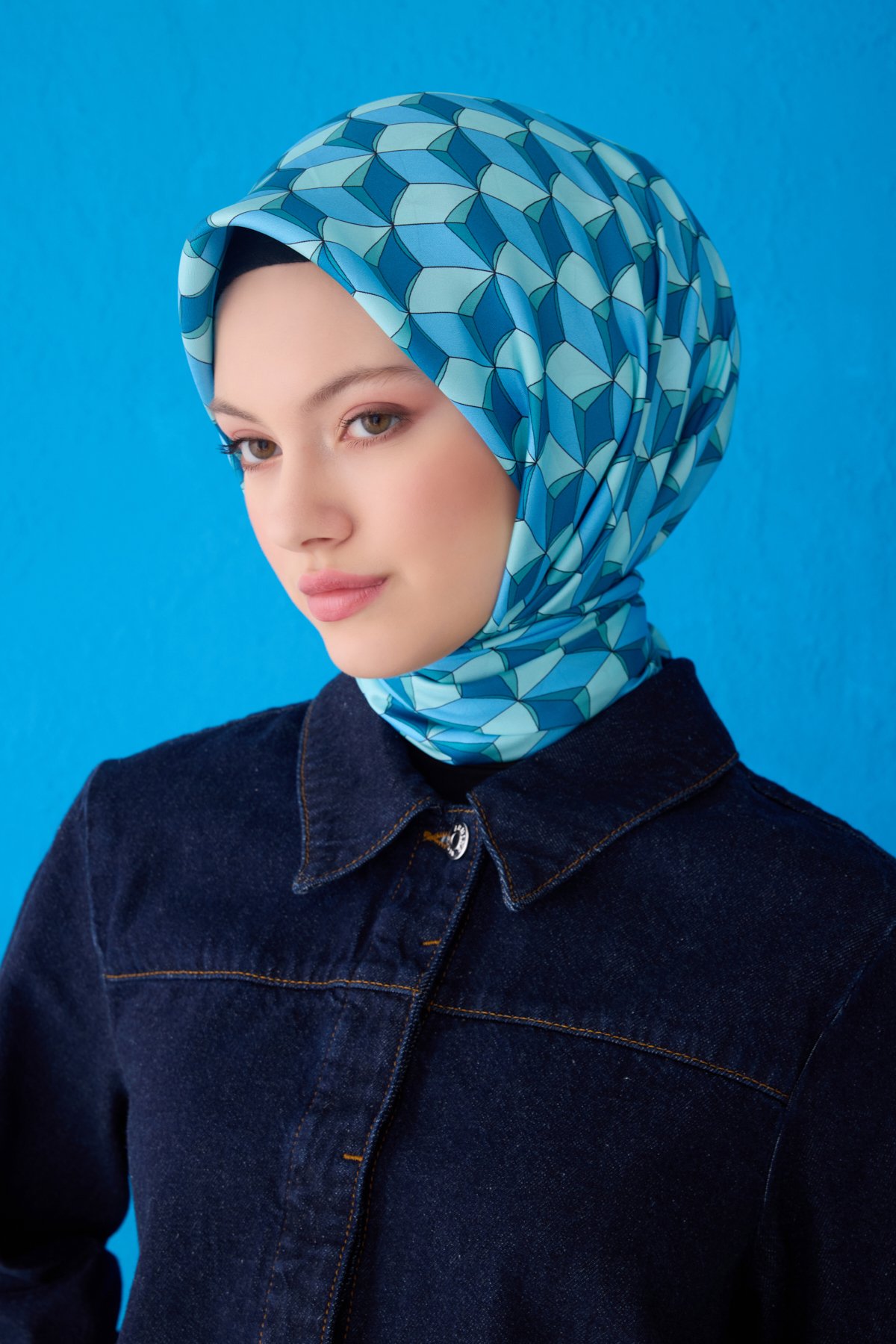 Belli Twill İpek Eşarp 4112D - Su Yeşili-Bebe Mavisi-04
