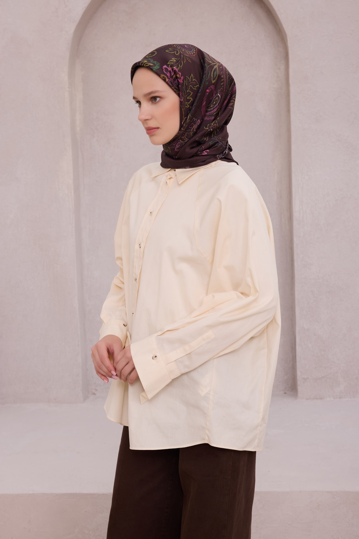 Belli Twill İpek Eşarp 4207D - 39-Acı Kahve