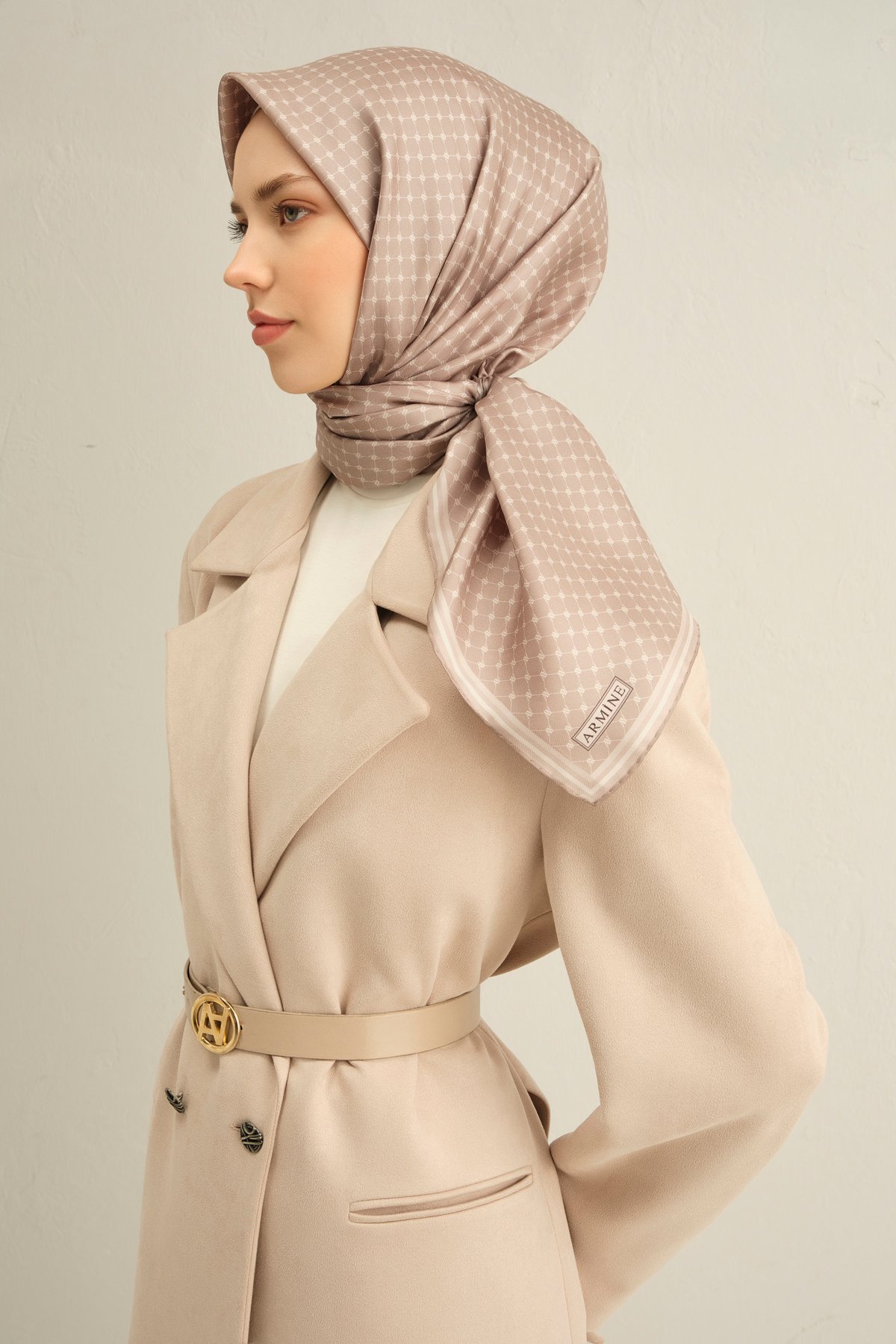 Armine Twill İpek Eşarp 9345D - Nohut Beji
