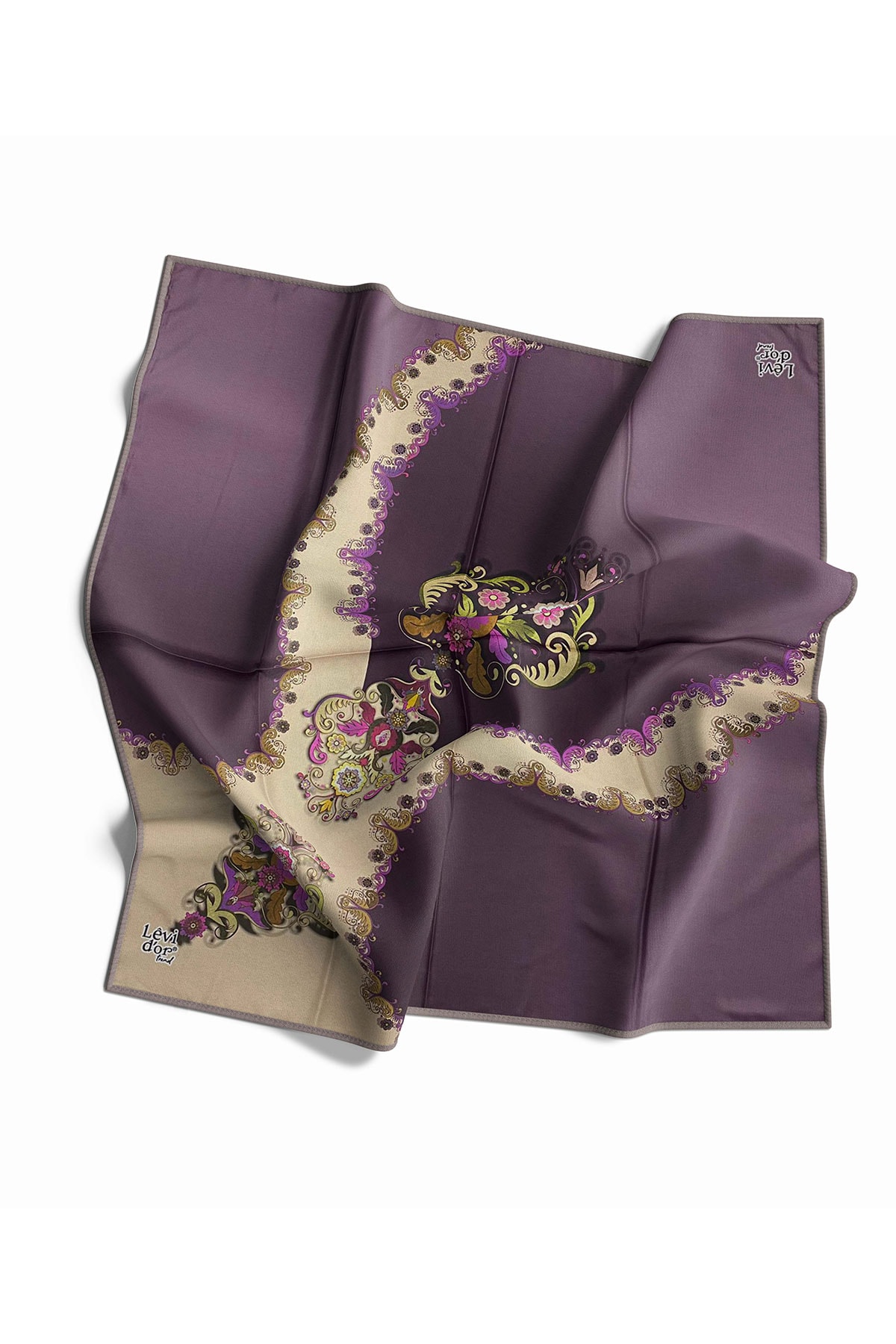 Levidor Trend Twill Eşarp LDT134-01 - Violet-Açık Vizon