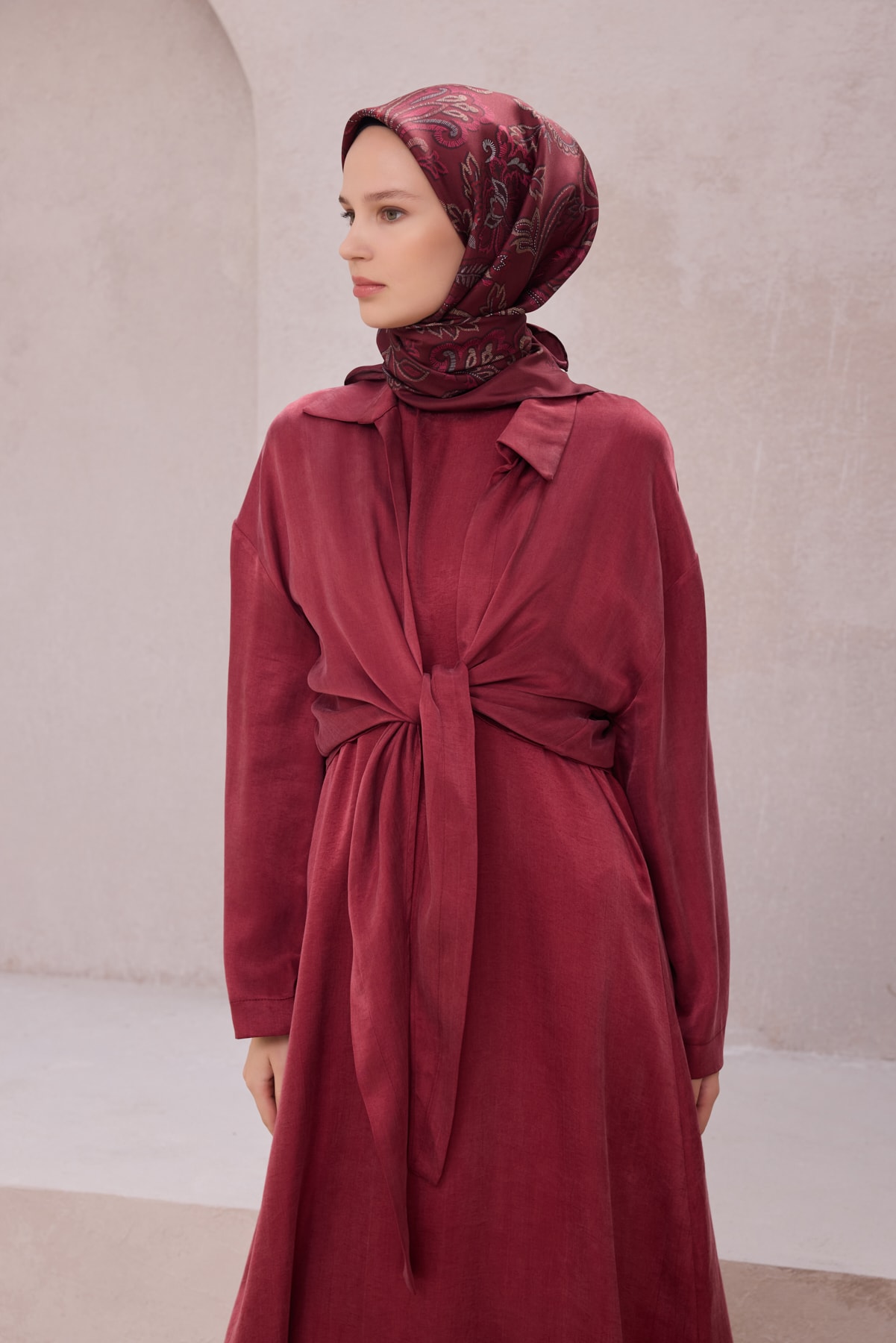 Belli Twill İpek Eşarp 4207D - 88-Bordo