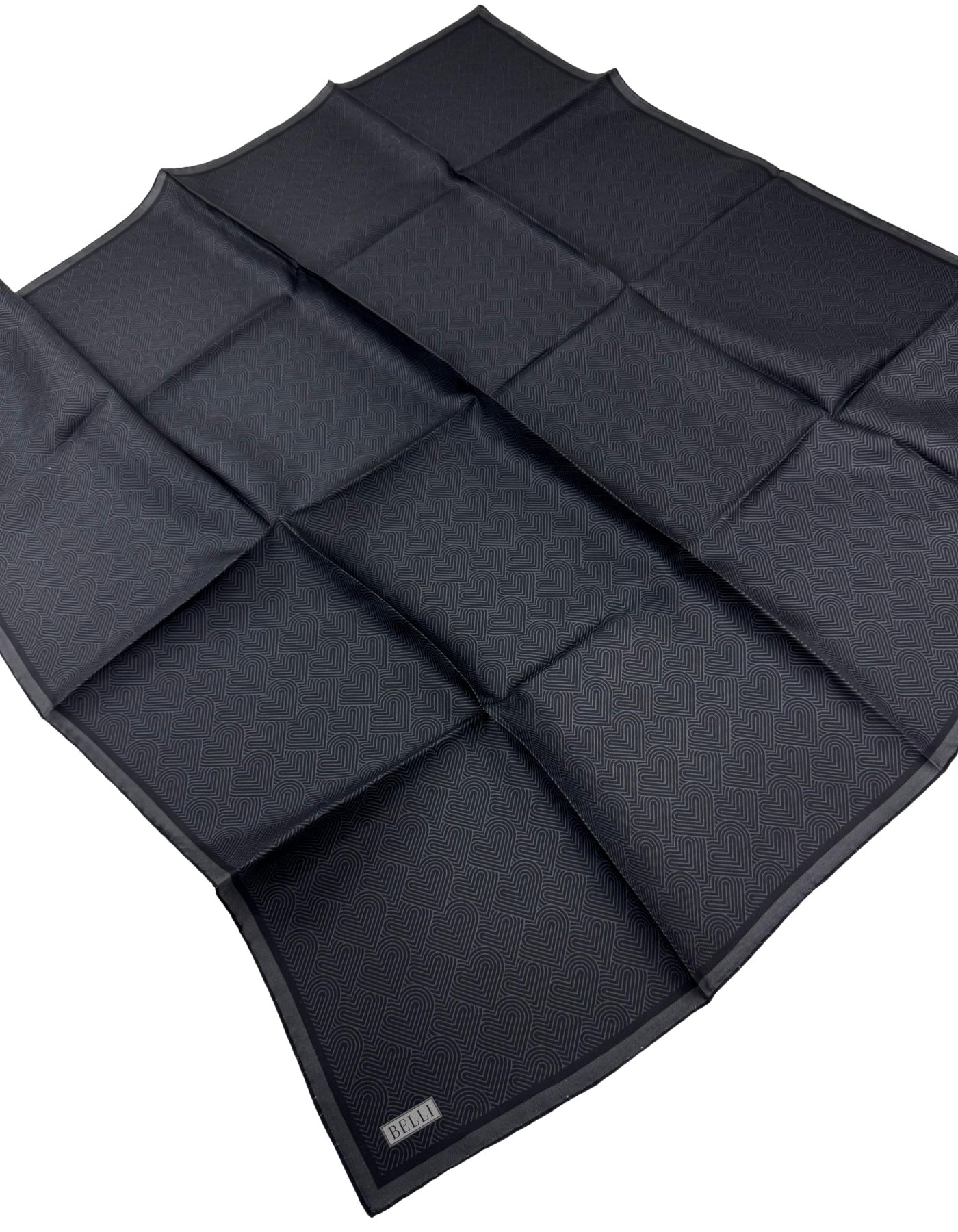 Belli Twill İpek Eşarp 4055D- - Siyah-Antrasit-11
