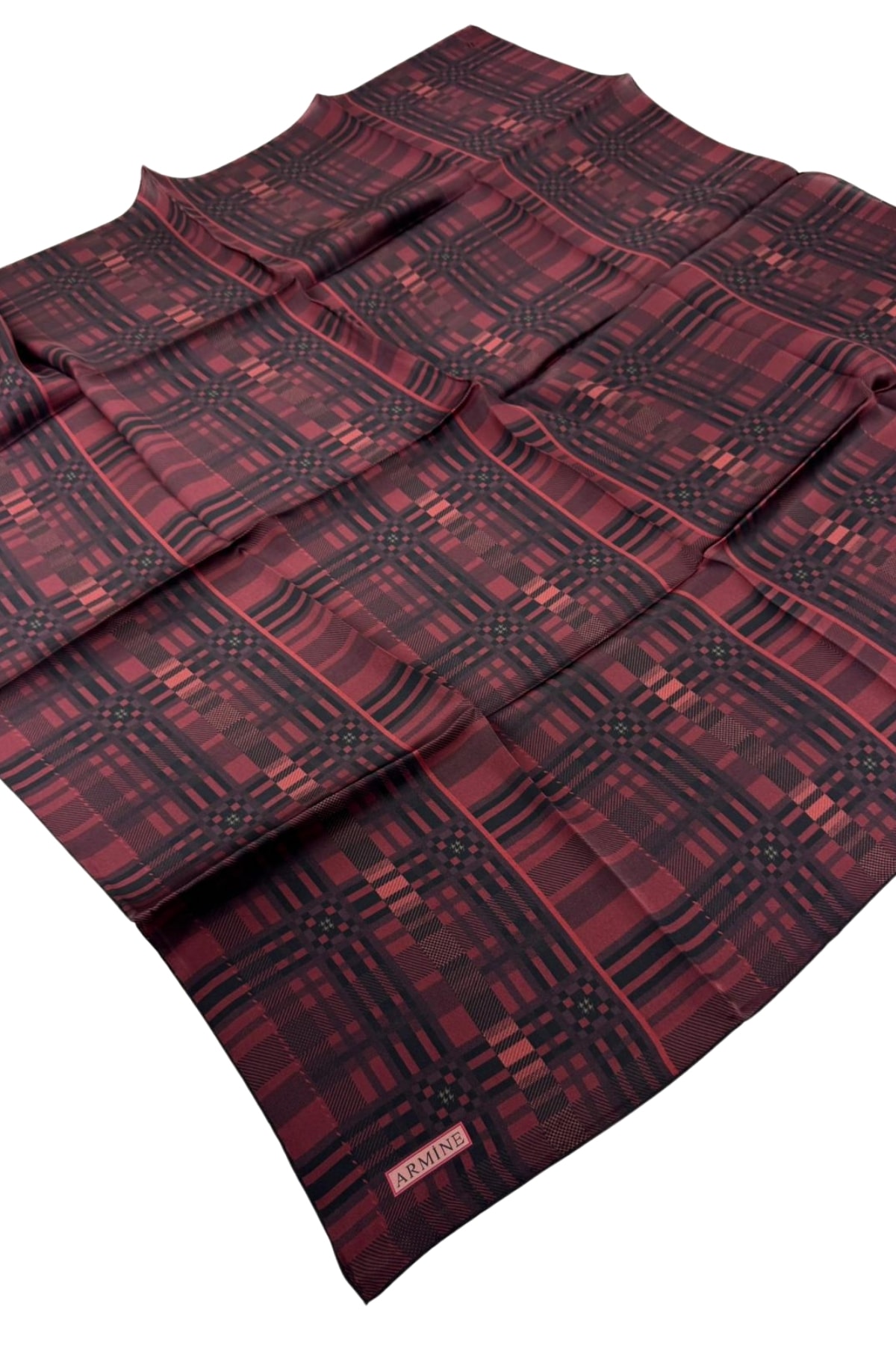 Armine Nostalji Serisi Sura İpek Eşarp 8852DS - 56-Bordo-Siyah