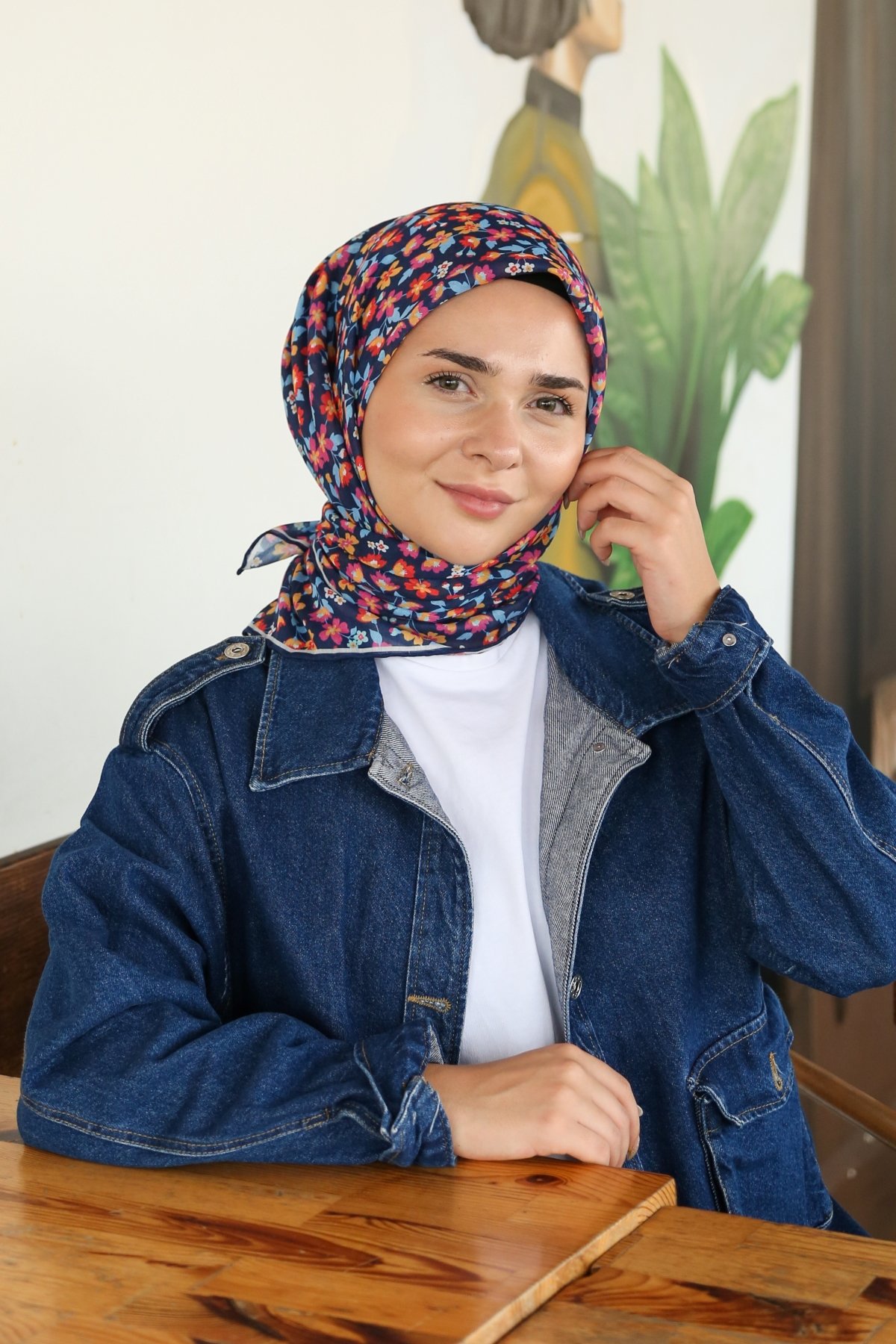 Tesettürnağme Soft Pamuk Eşarp TN2008 - Lacivert-Bebe Mavisi-Sarı-12