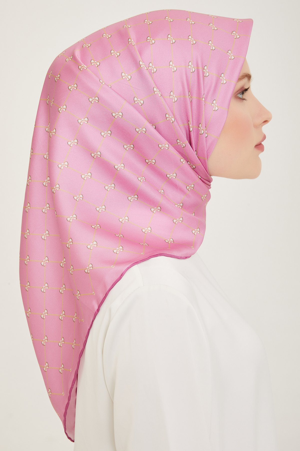 Belli Twill İpek Eşarp 4006D- - Pembe-51