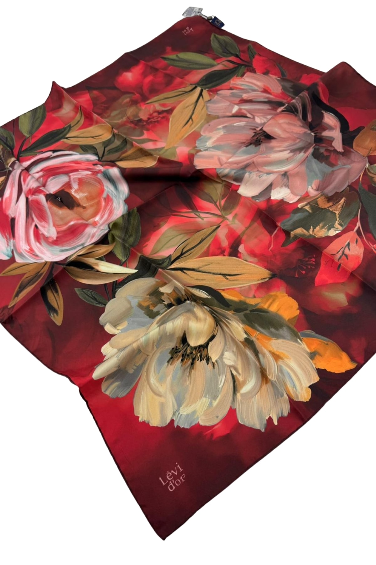 Levidor Twill İpek Eşarp LD1103 - 05-Kırmızı-Taba-Yeşil