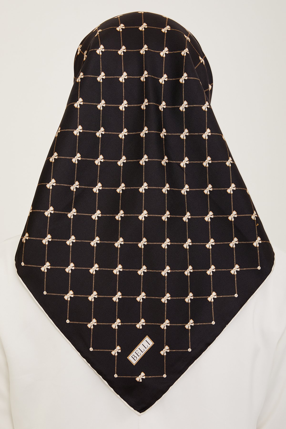 Belli Twill İpek Eşarp 4006D- - Siyah-05