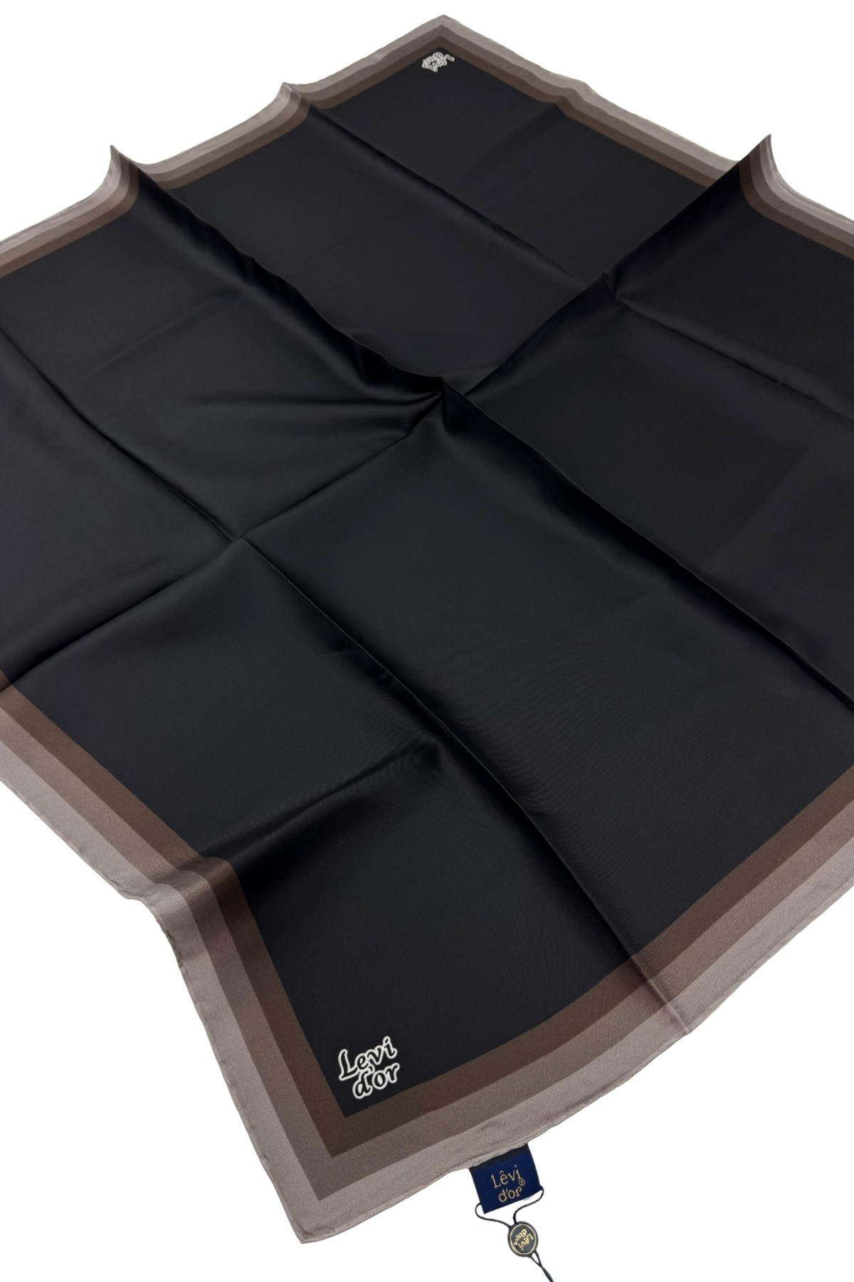 Levidor Twill İpek Eşarp LD1067-01 - Siyah-Acı Kahve-02