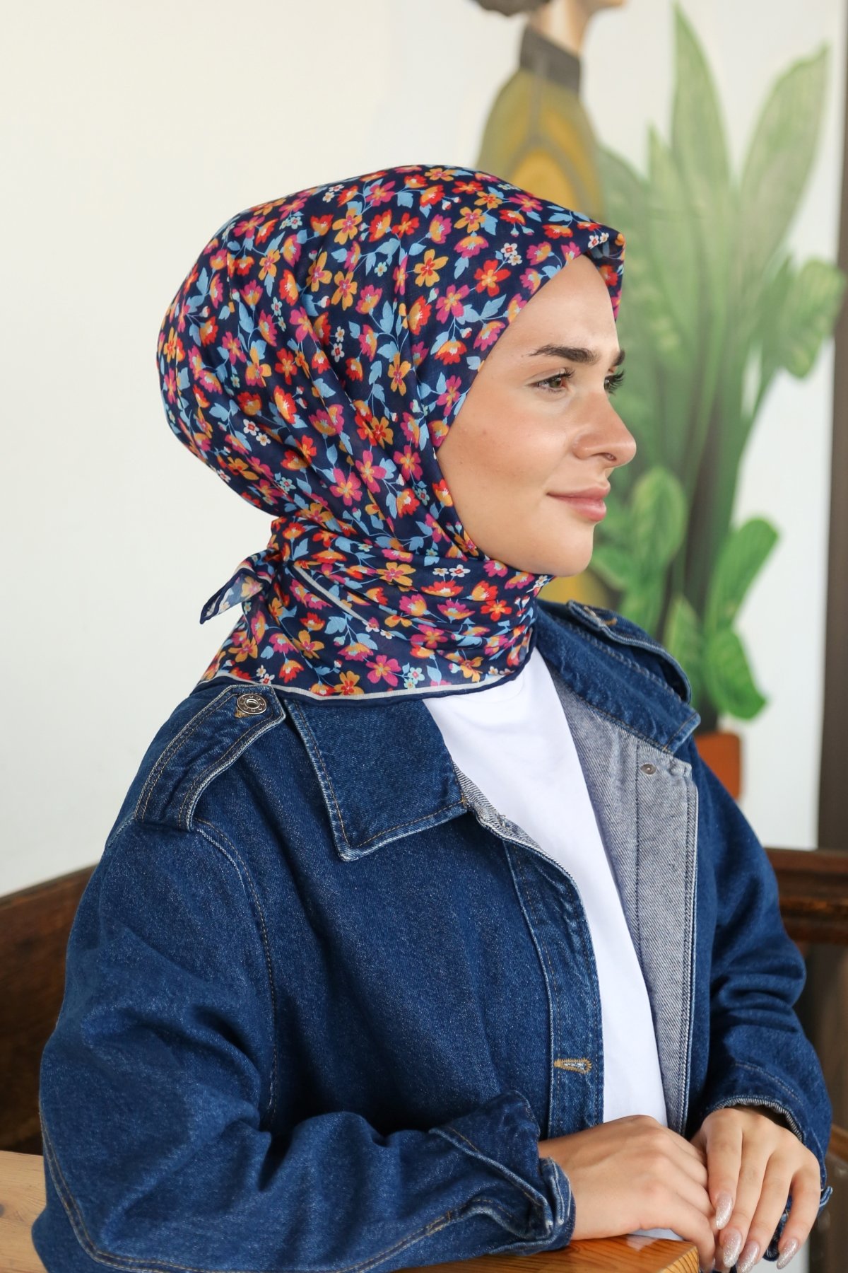 Tesettürnağme Soft Pamuk Eşarp TN2008 - Lacivert-Bebe Mavisi-Sarı-12