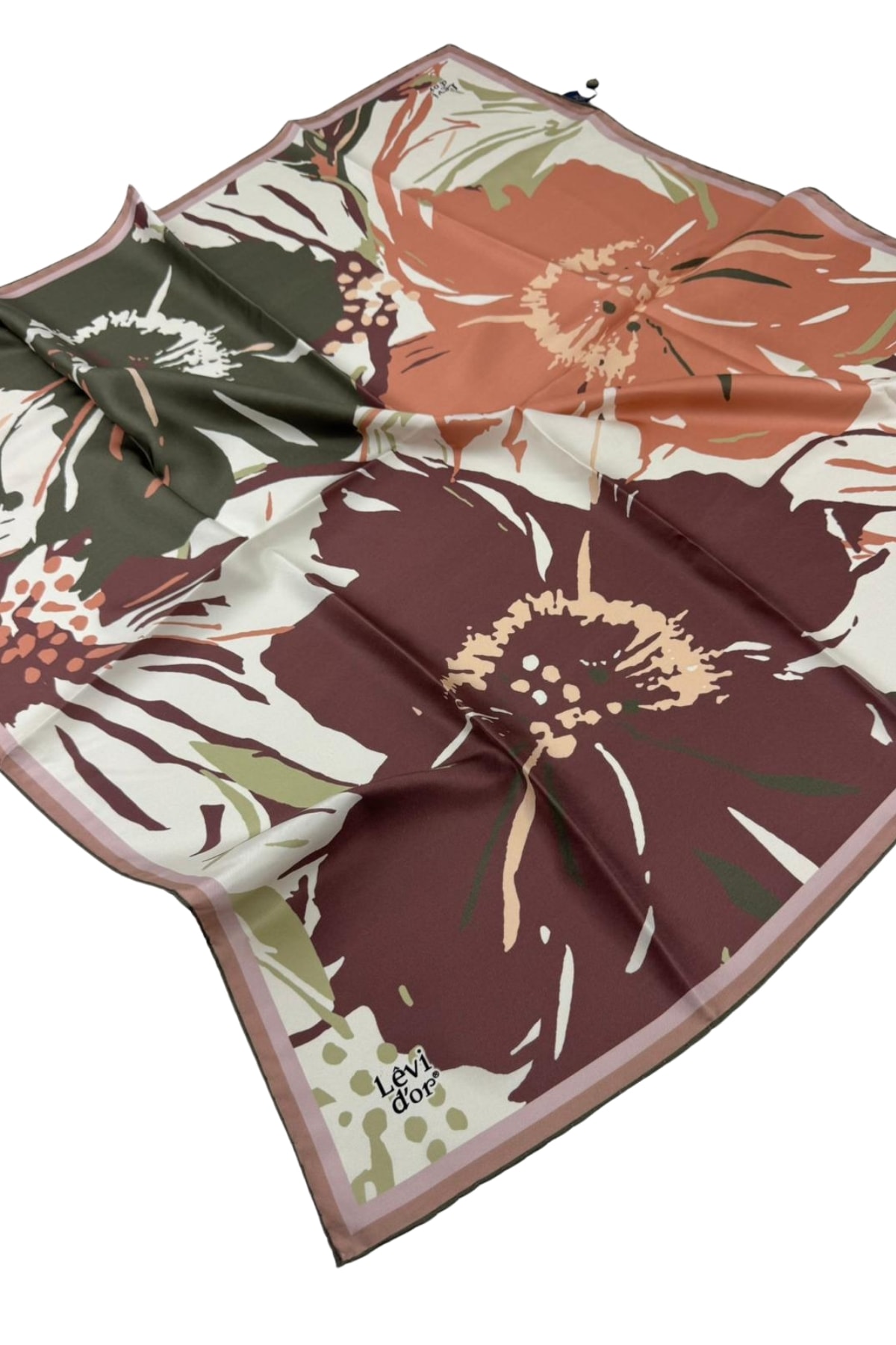 Levidor Twill İpek Eşarp LD1071-01 - 05-Gül Kurusu-Haki