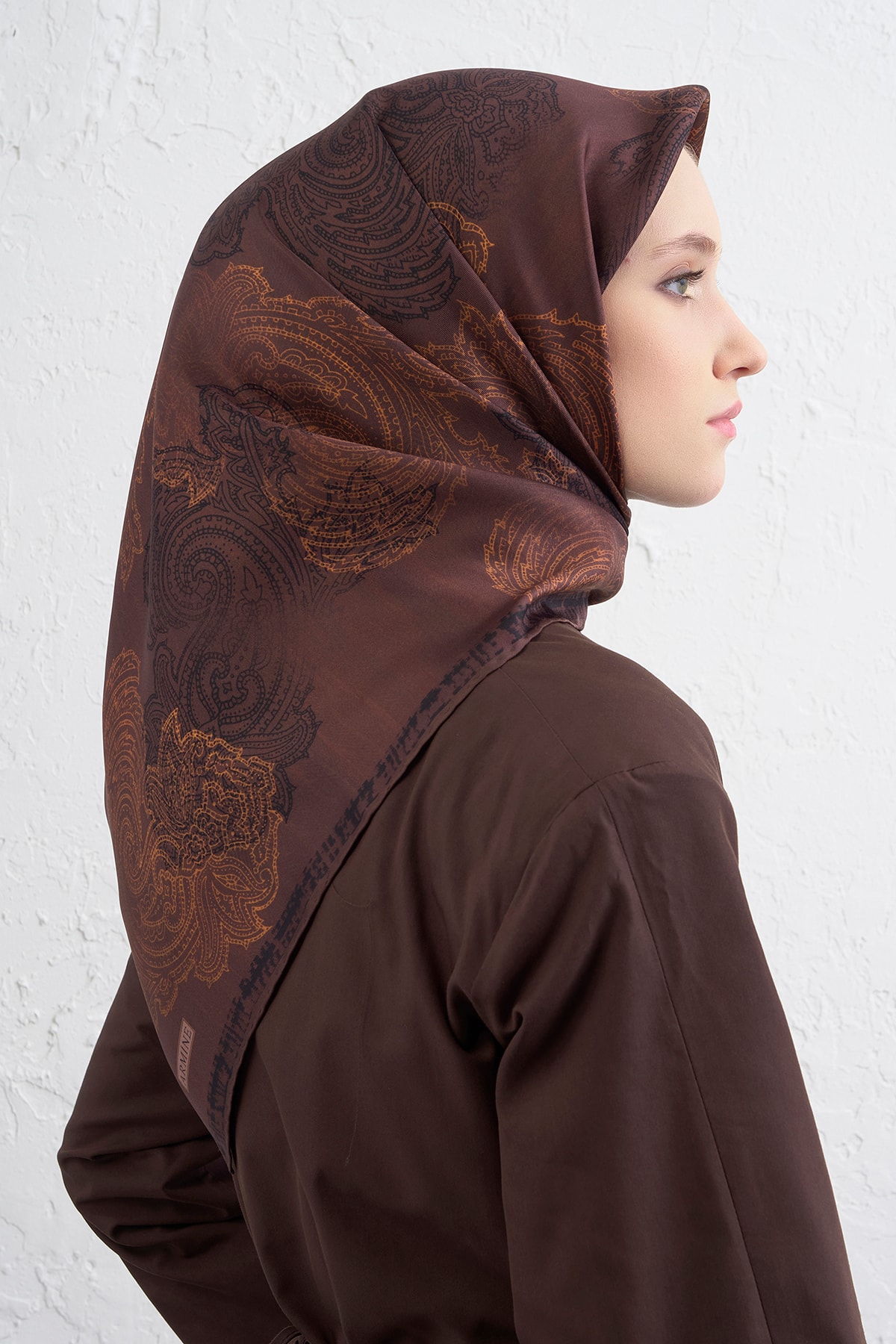 Armine Sura İpek Eşarp 9428DS - 80-Acı Kahve-Taba
