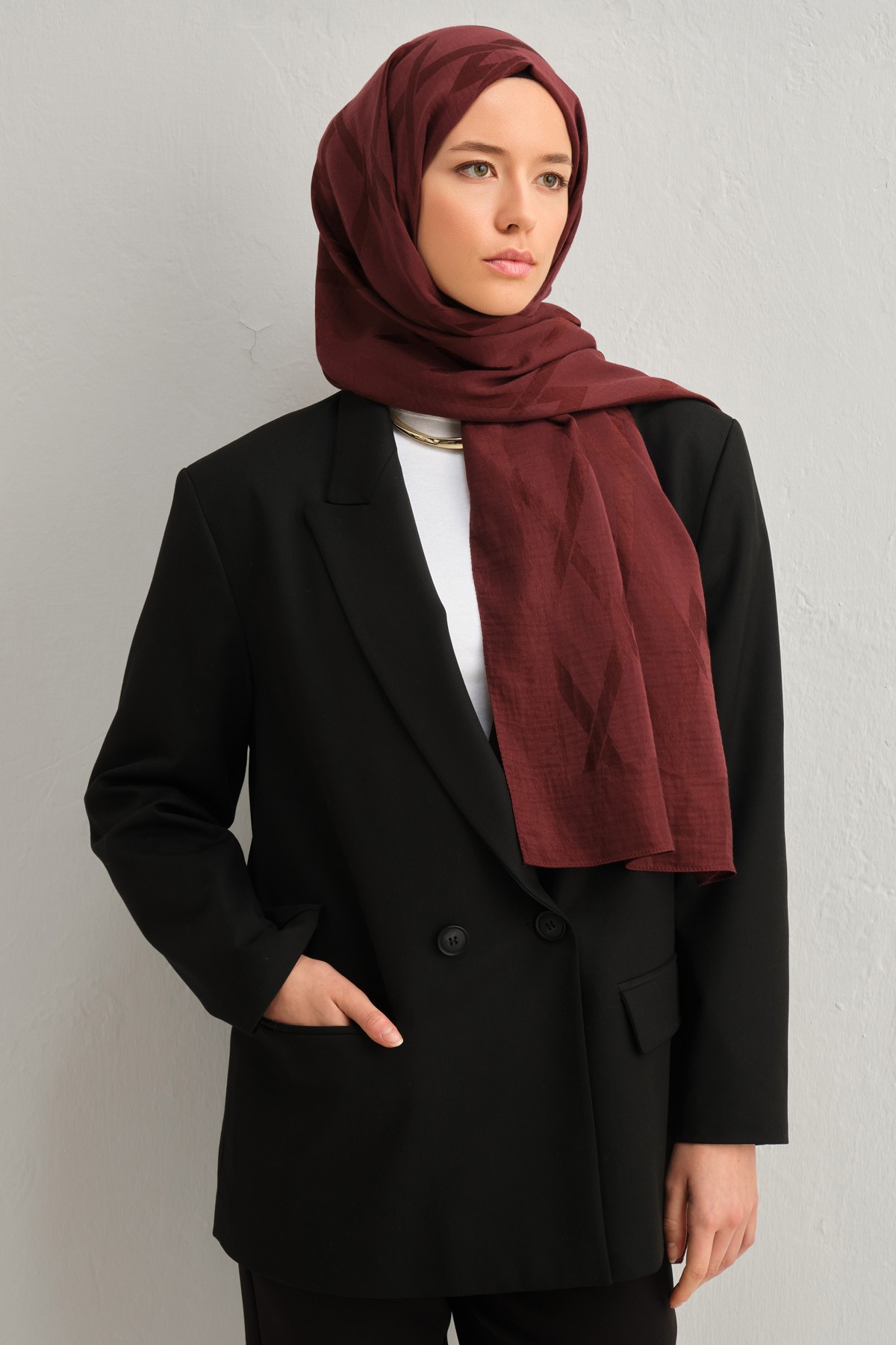 Armine Lyocell İpek Şal 1002-1 - Bordo-1110-29