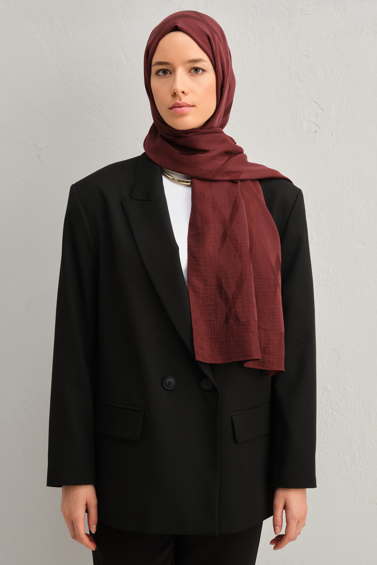 Armine Lyocell İpek Şal 1002-1 - Bordo-1110-29