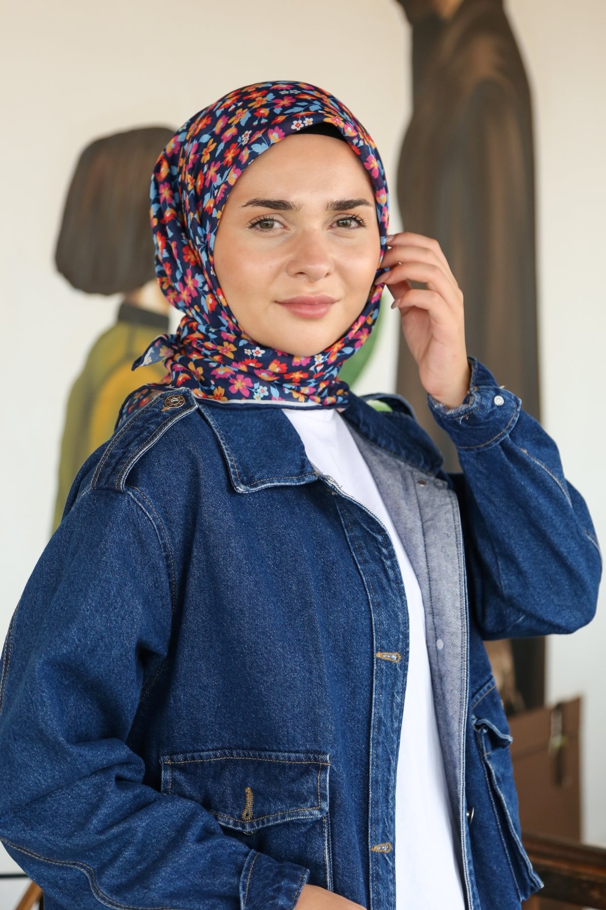 Tesettürnağme Soft Pamuk Eşarp TN2008 - Lacivert-Bebe Mavisi-Sarı-12