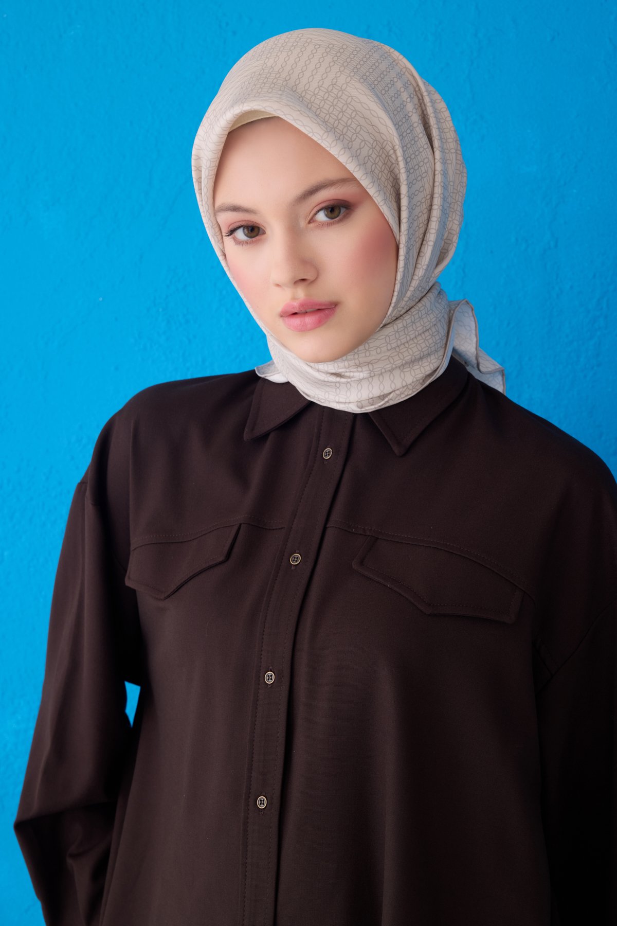 Belli Twill İpek Eşarp 4104D - Krem-