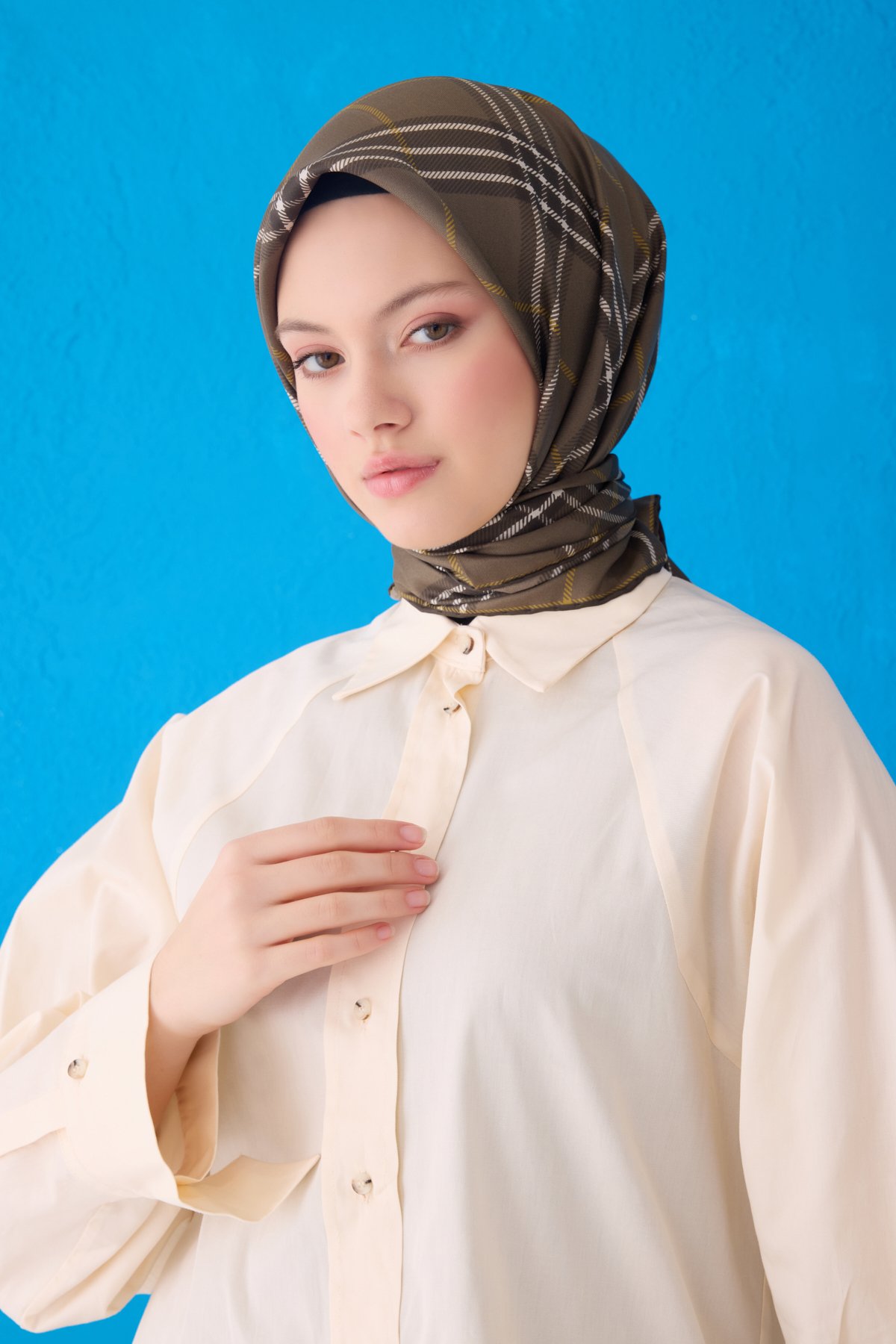 Belli Twill İpek Eşarp 4122D - Haki-84