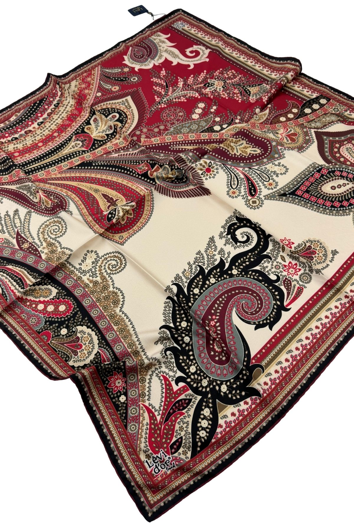 Levidor Trend Twill Eşarp LDT269-01 - Kırmızı-Krem-12