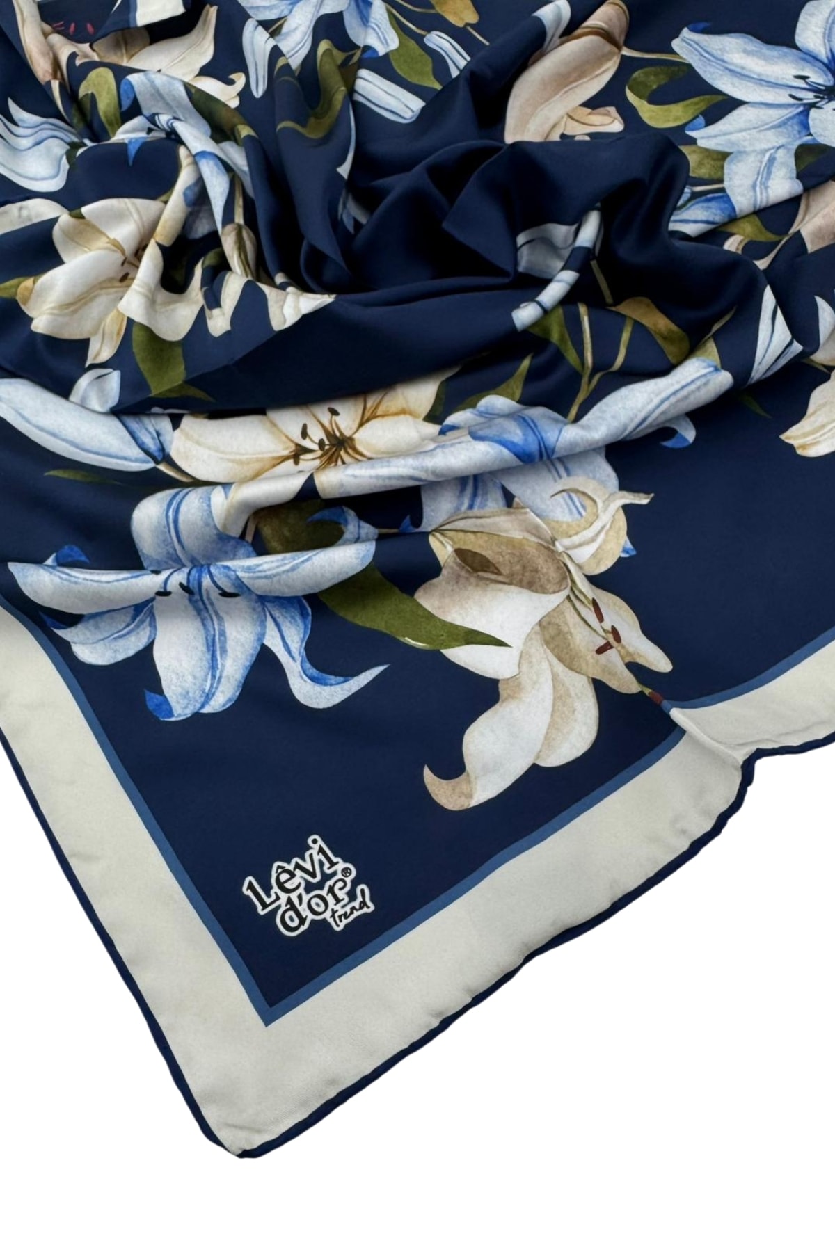 Levidor Trend Twill Eşarp LDT281 - 02-Lacivert-Krem-Gök Mavisi