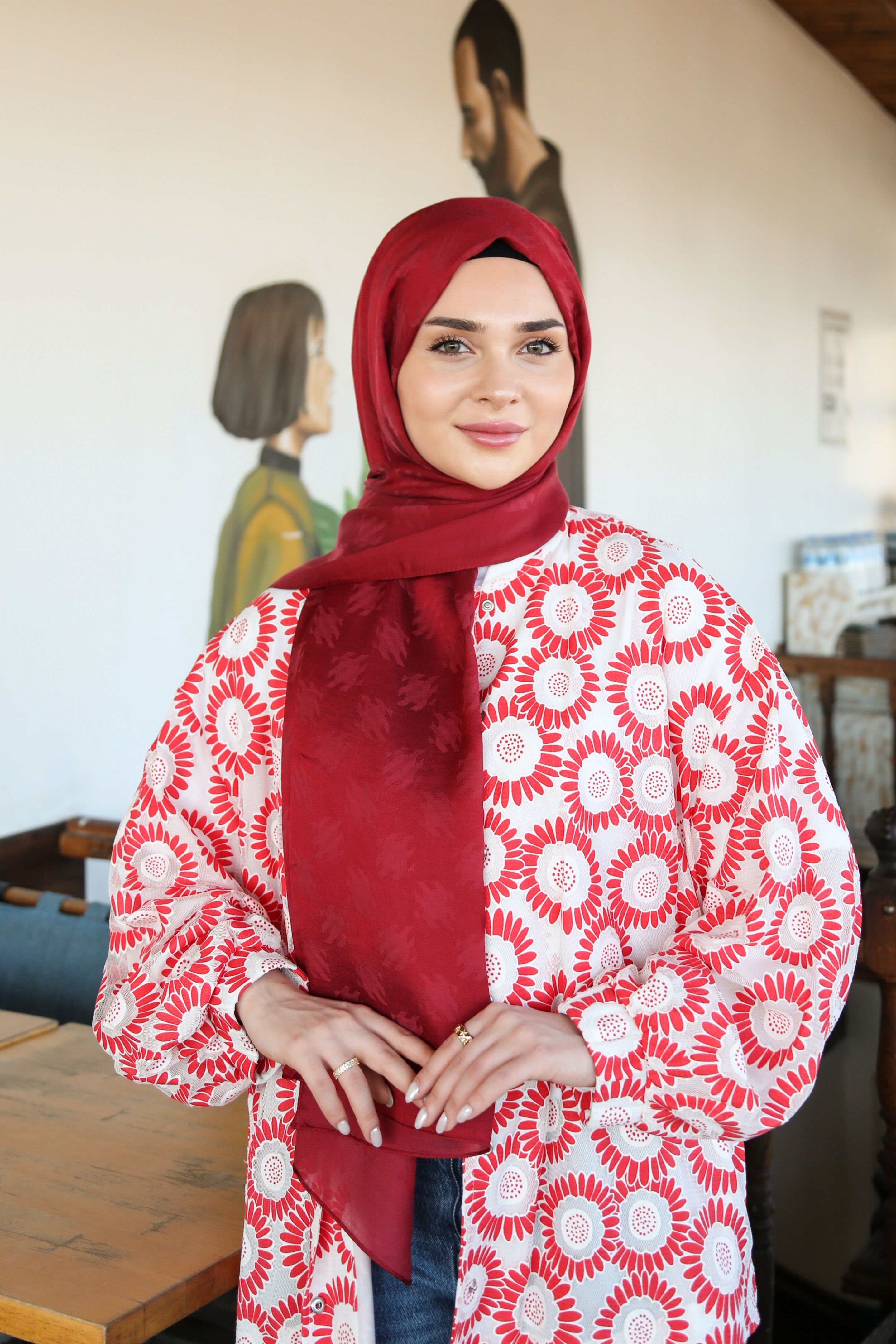 Armine Trend Lyon Şal 4 - Bordo-242230