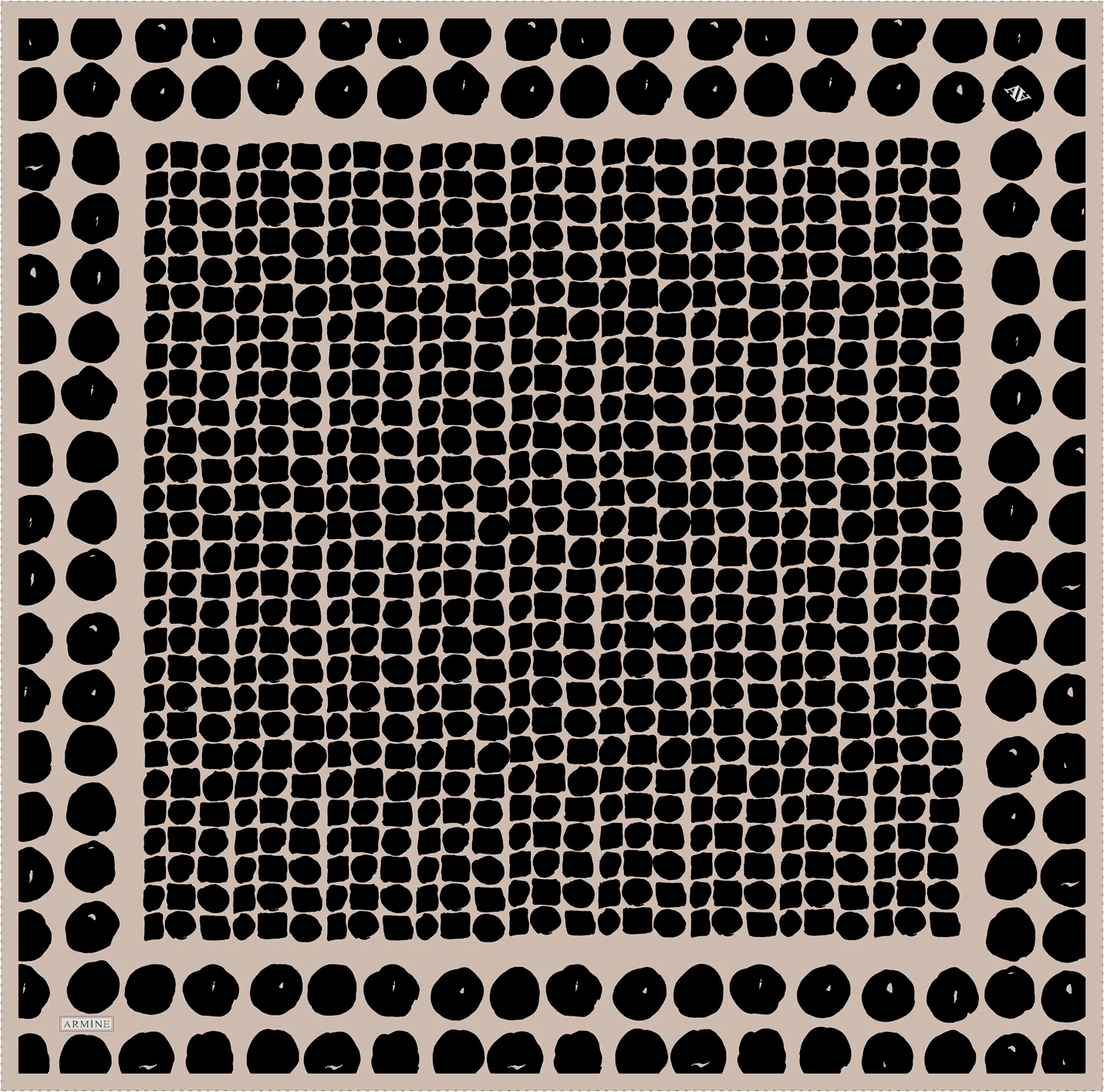 Armine Twill İpek Eşarp 9354D - Bej - Siyah