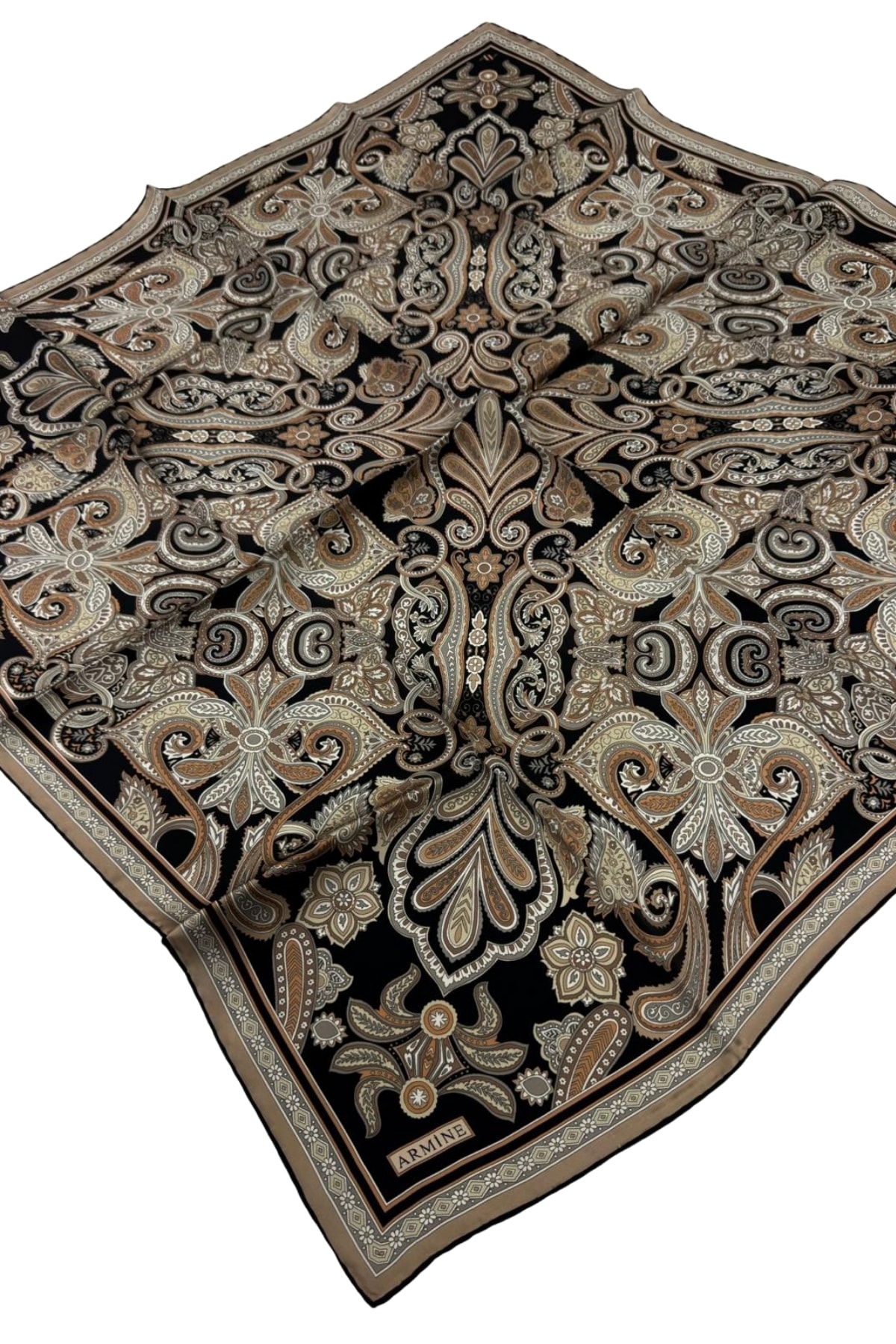 Armine Sura İpek Eşarp 9421DS - 02-Siyah-Vizon
