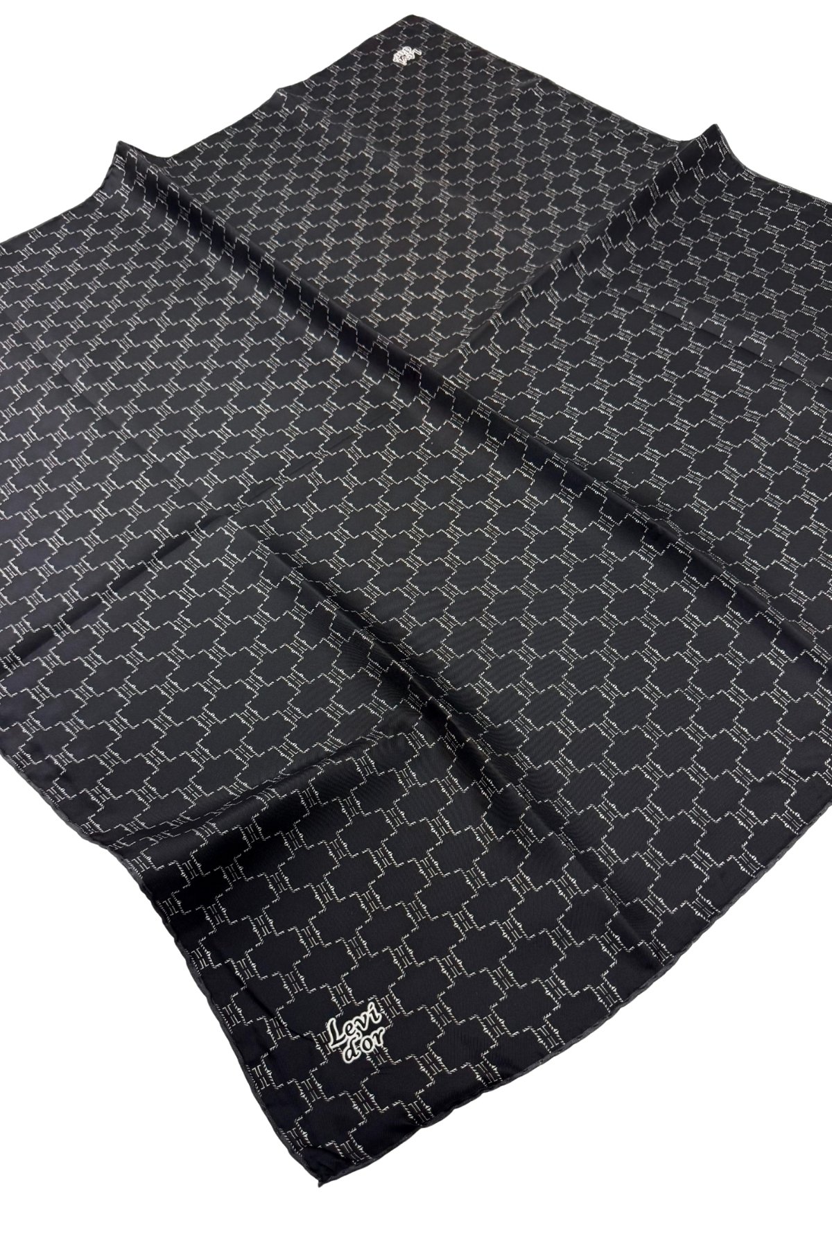 Levidor Twill İpek Eşarp LD1066-01 - Siyah-Bej-04