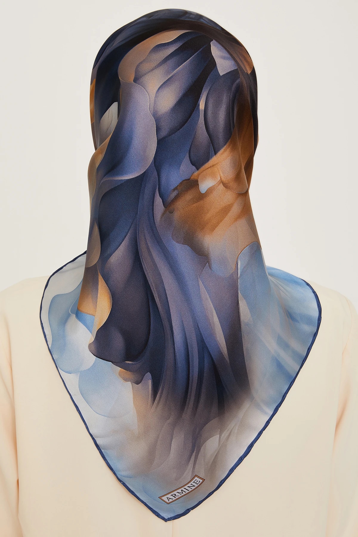 Armine Nostalji Serisi Sura İpek Eşarp 9244DS-01 - 06-İndigo-Taba