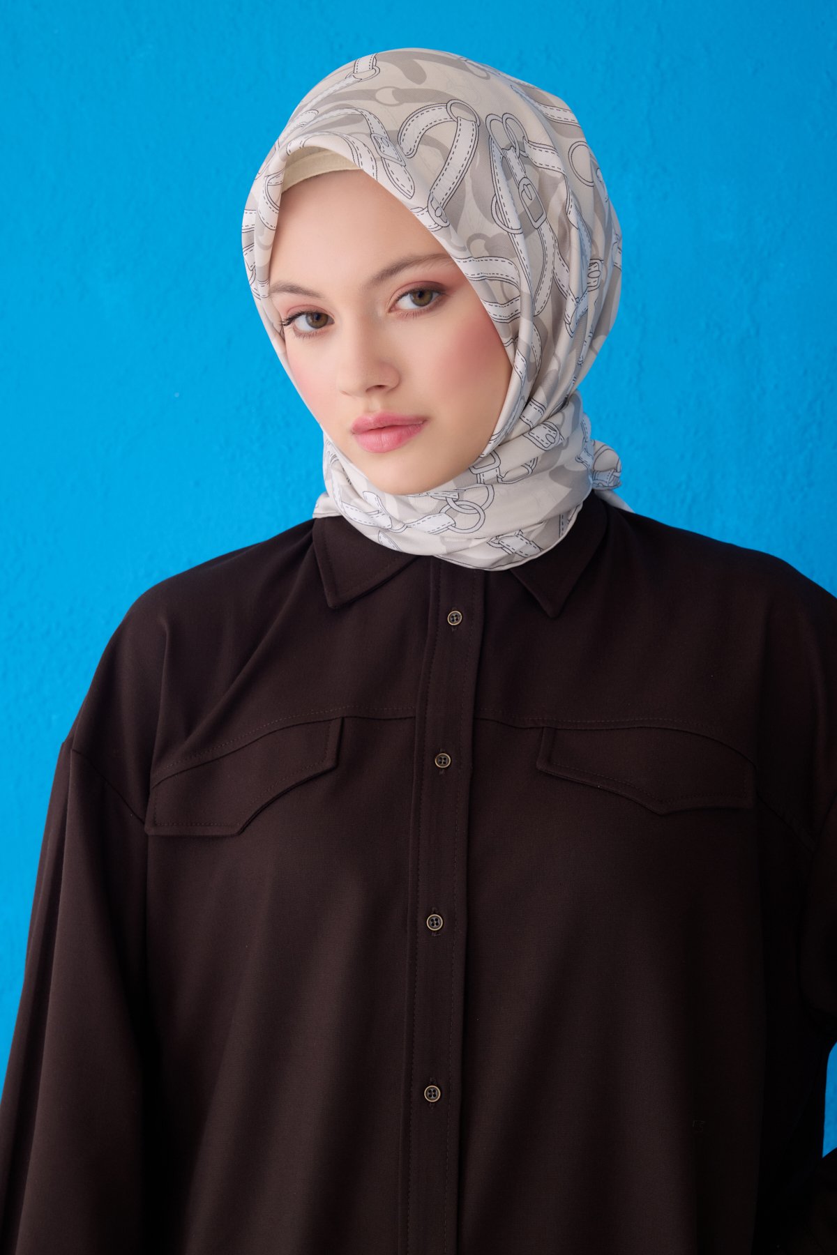 Belli Twill İpek Eşarp 4125D - KREM
