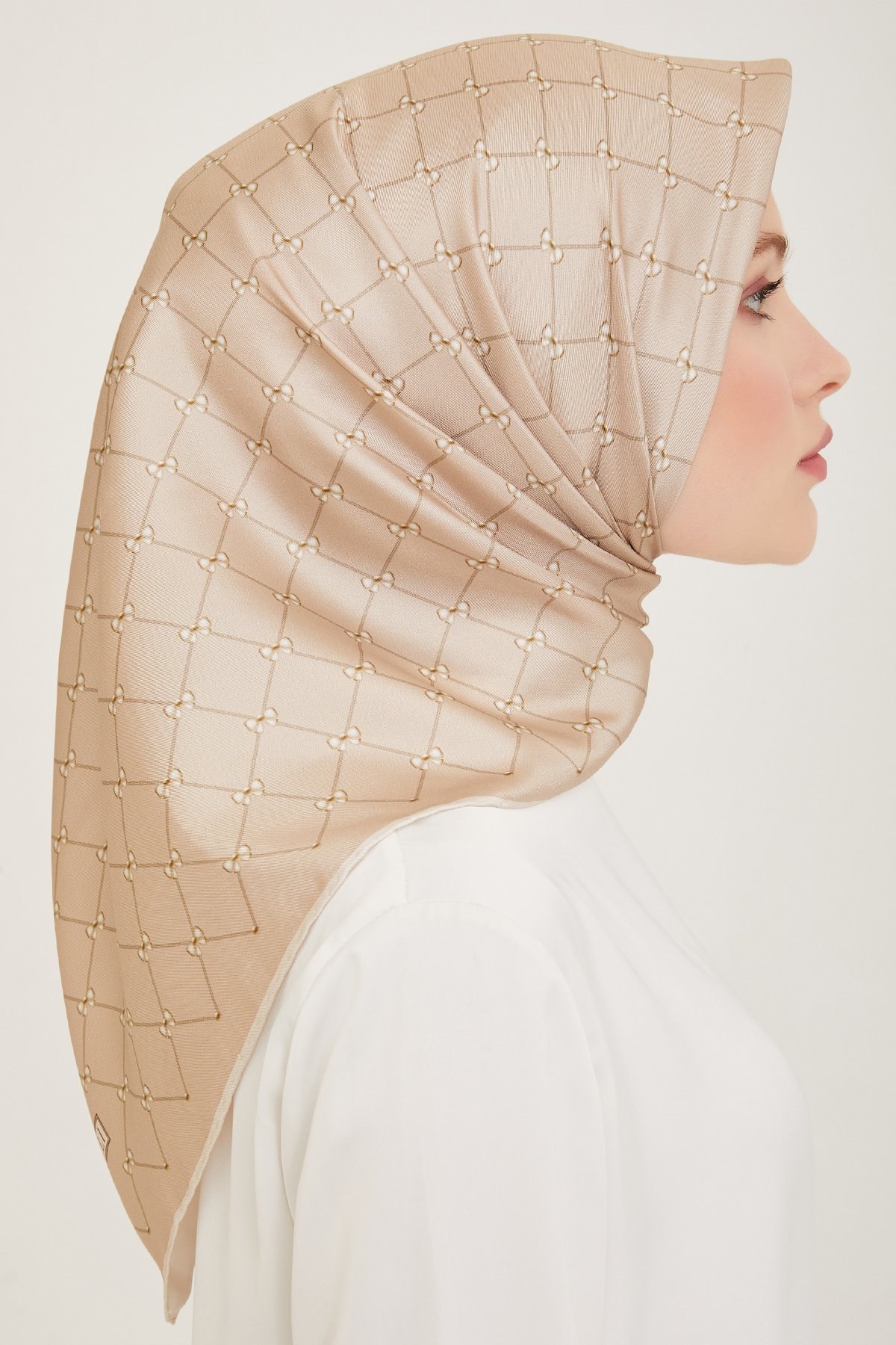 Belli Twill İpek Eşarp 4006D- - Bej-33