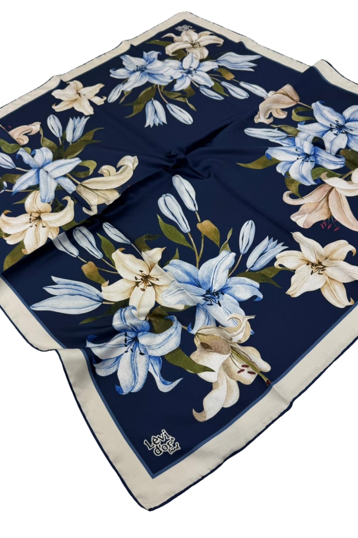 Levidor Trend Twill Eşarp LDT281 - 02-Lacivert-Krem-Gök Mavisi
