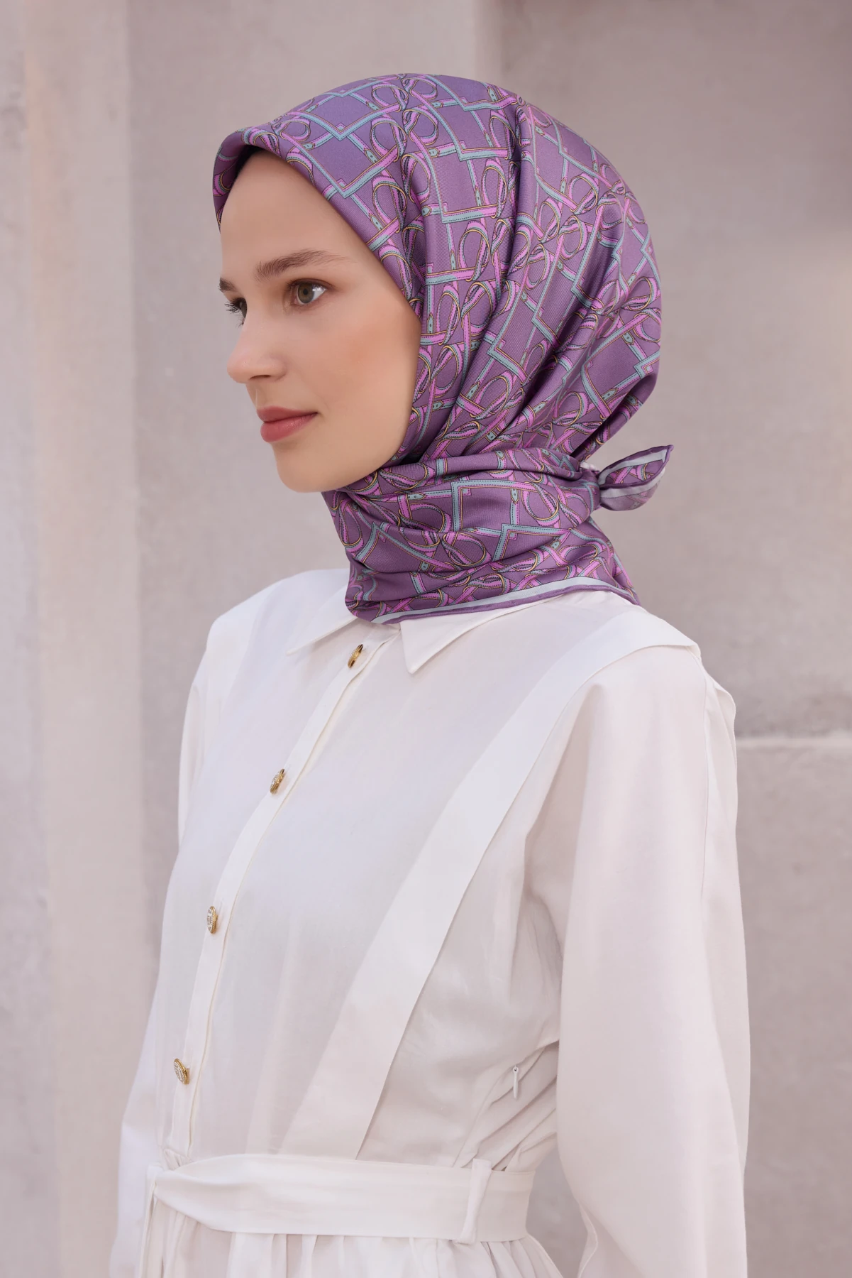Belli Twill İpek Eşarp 4214D - 34-Lila