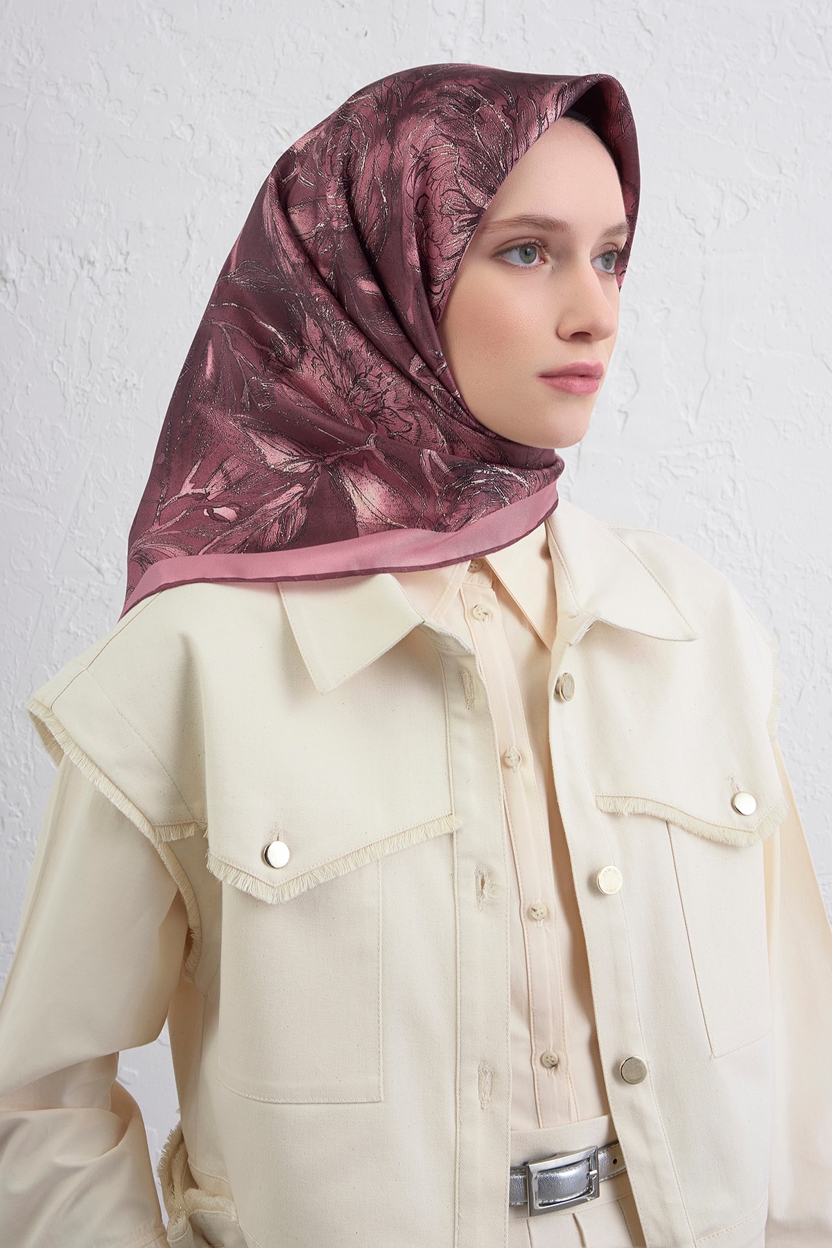 Armine Sura İpek Eşarp 9409DS - 05-Gül Kurusu