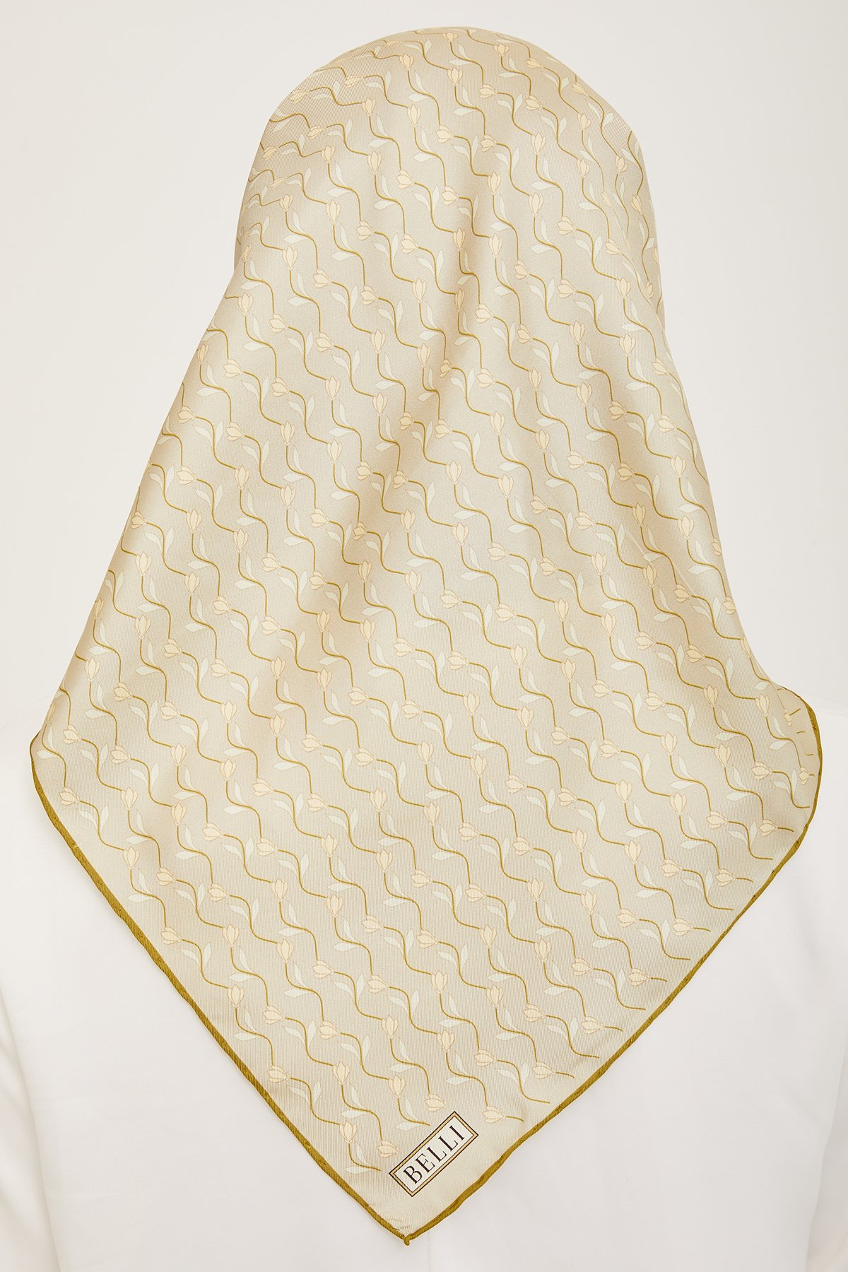 Belli Twill İpek Eşarp 4001D - Bej-Gold-05