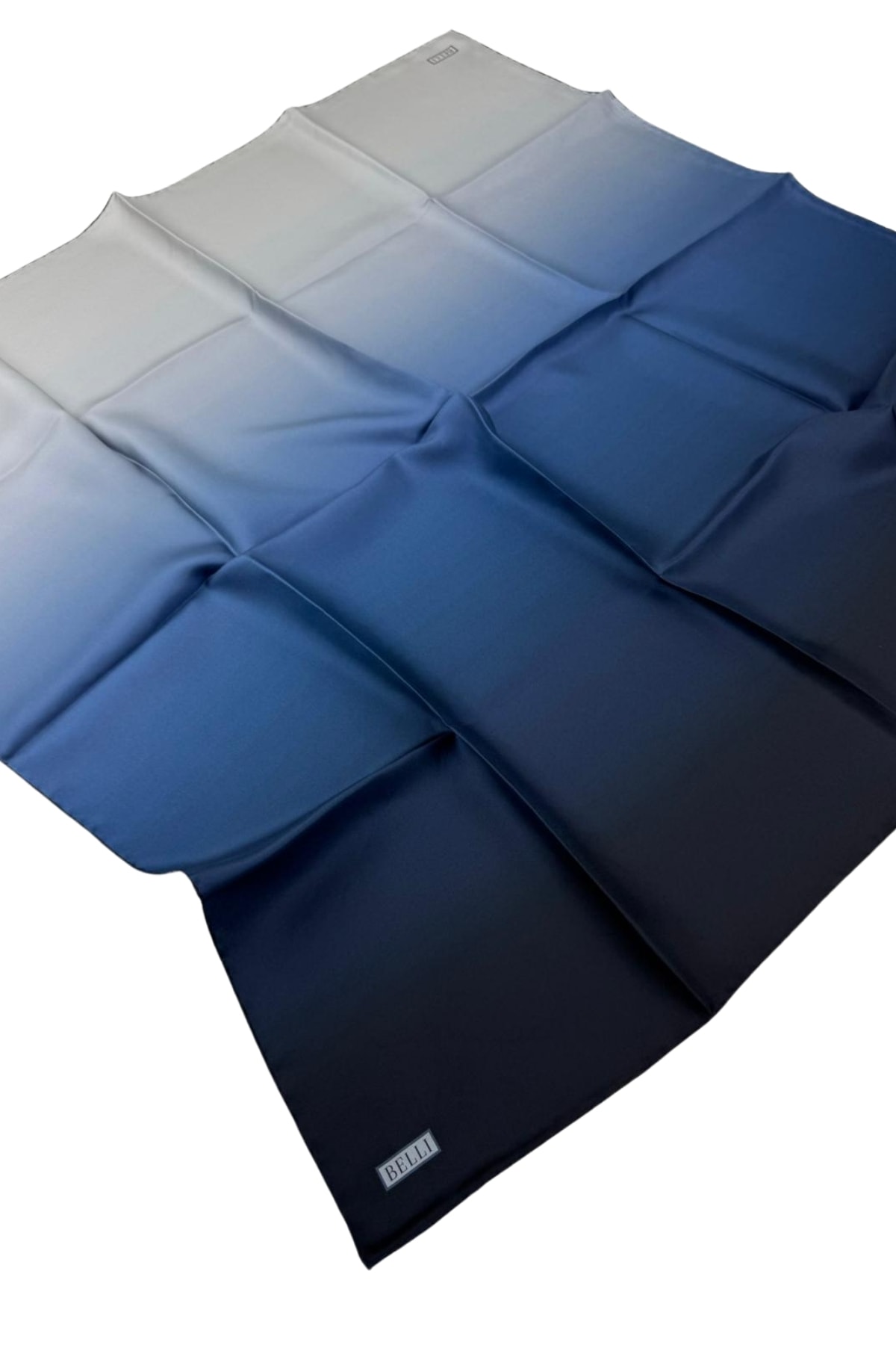 Belli Twill İpek Eşarp 4224D - 37-Lacivert-Ekru