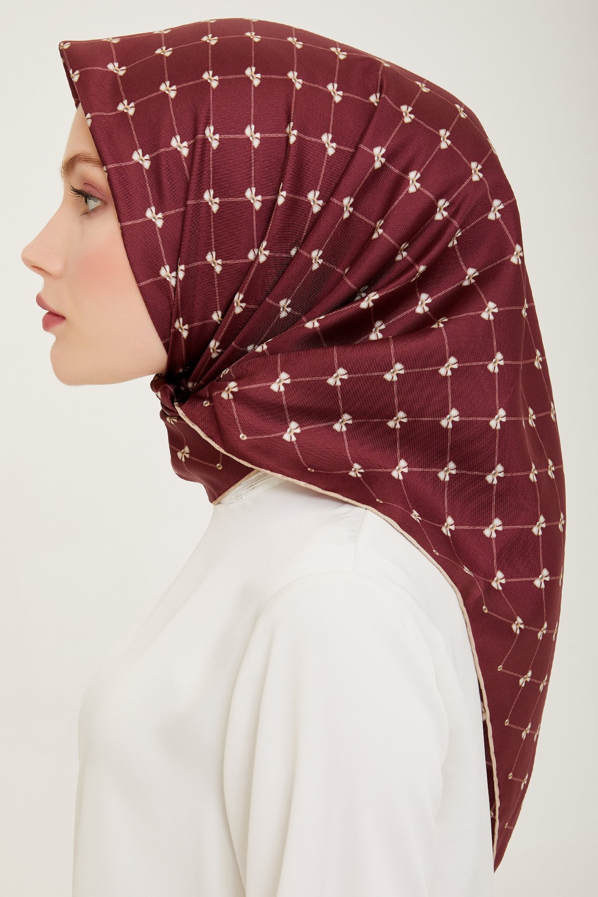 Belli Twill İpek Eşarp 4006D- - Bordo-31