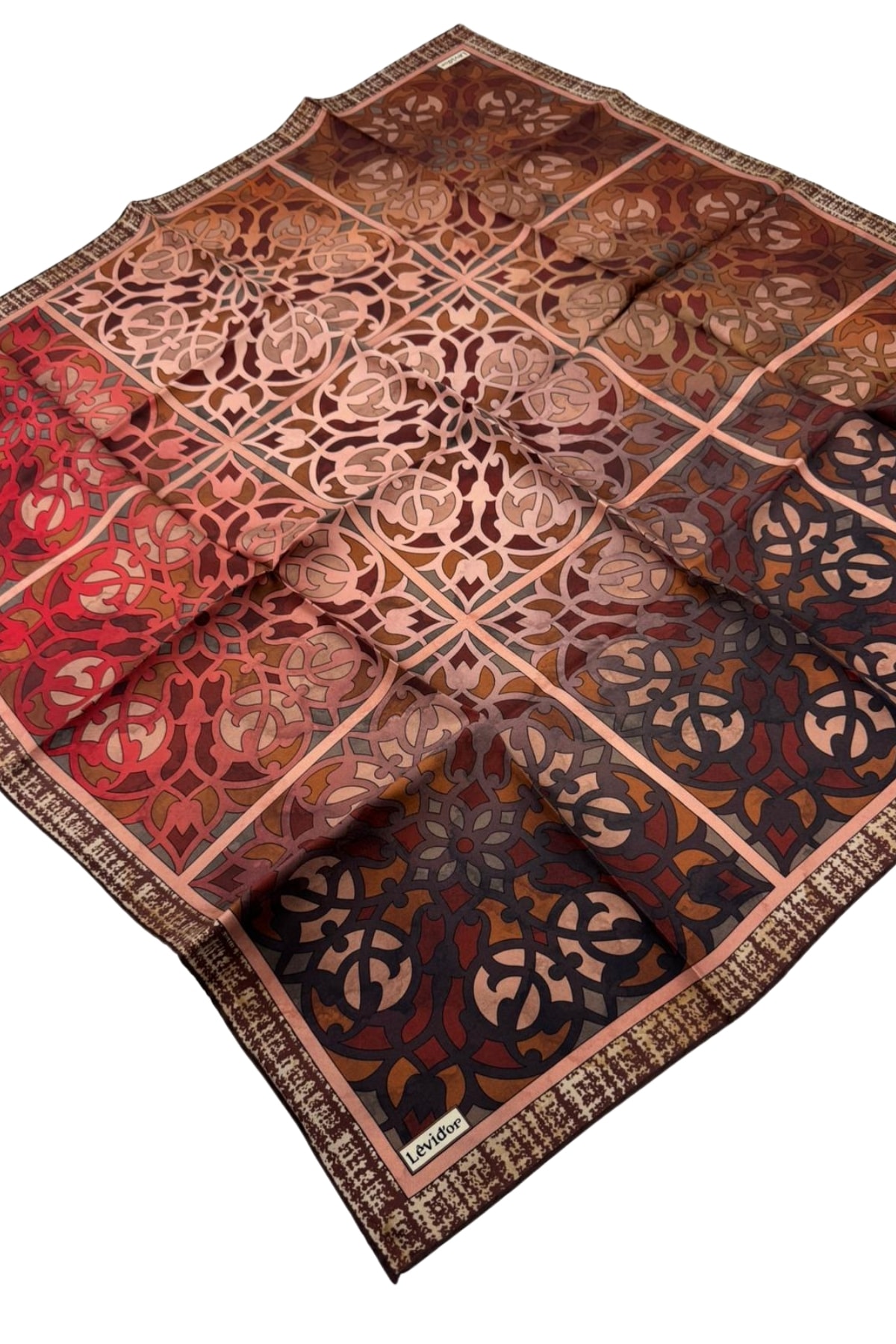 Levidor Twill İpek Eşarp LD1120 - 08-Koyu Mercan-Taba